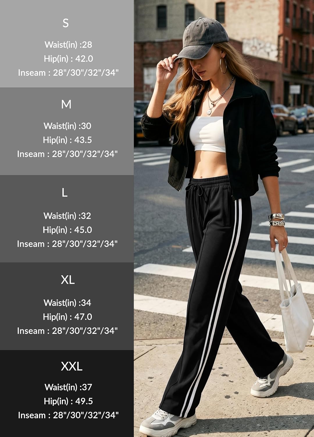 Womens 28"/30"/32"/34" Track Pants Loose Straight Leg Zipper Pockets Sweatpants Jogger Athletic Work Running
