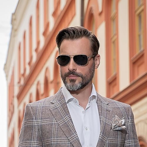 Miniatura 2 de ZENOTTIC - Gafas de sol polarizadas tipo aviador para hombres con patillas de fibra de carbono estilo piloto, lentes espejados y protección UV