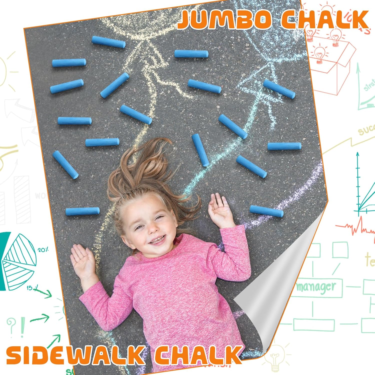 20 Pcs Sidewalk Chalks for Kids Non Toxic Jumbo Chalk for Party Gift Outdoor Art Classroom Play Painting (Blue)