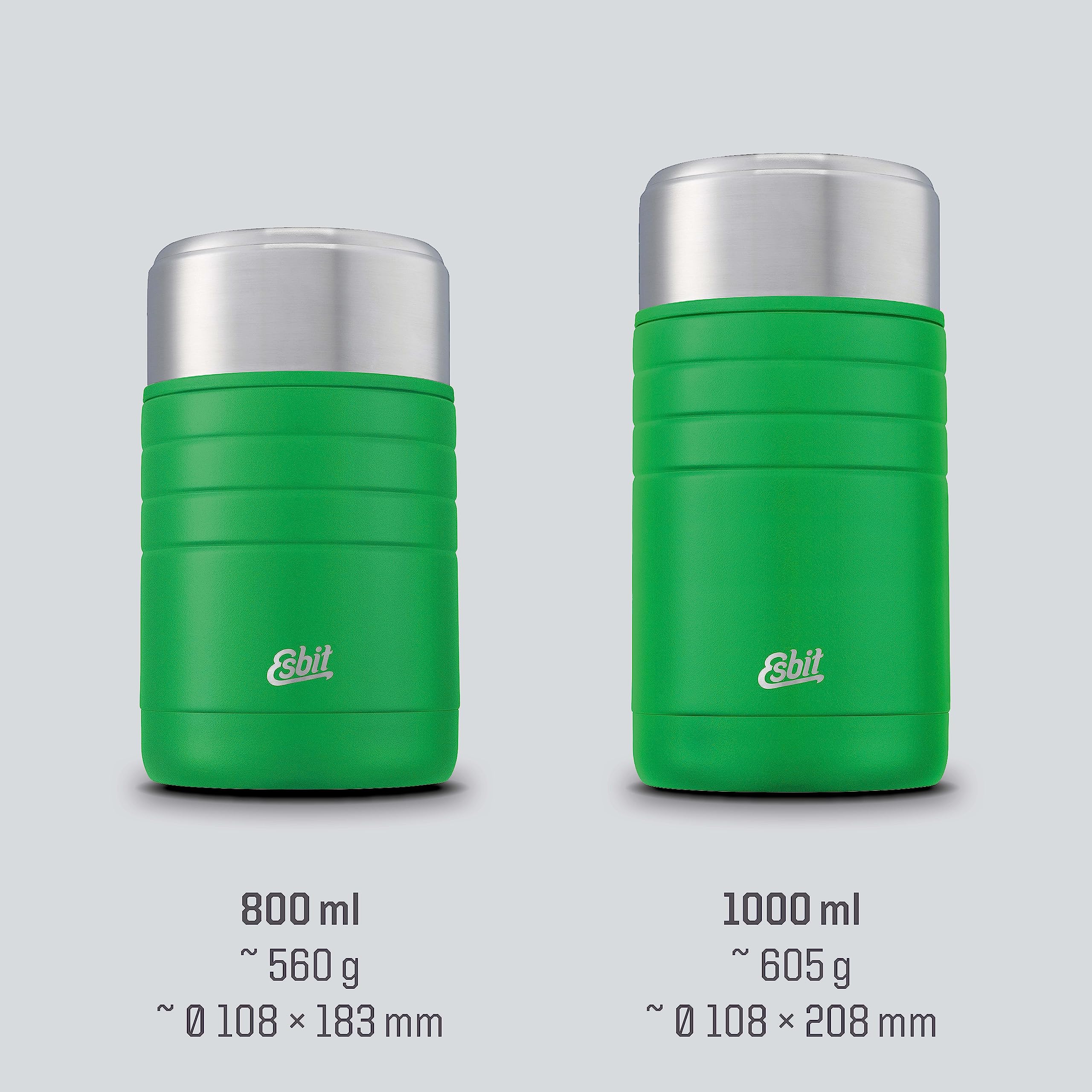 Esbit Majoris - Termo para alimentos, acero inoxidable, sin BPA, color plateado, negro y más, 600 ml, 800 ml y 1000 ml, recipiente para alimentos calientes y fríos, para sopas y ensaladas, para la escuela y el trabajo