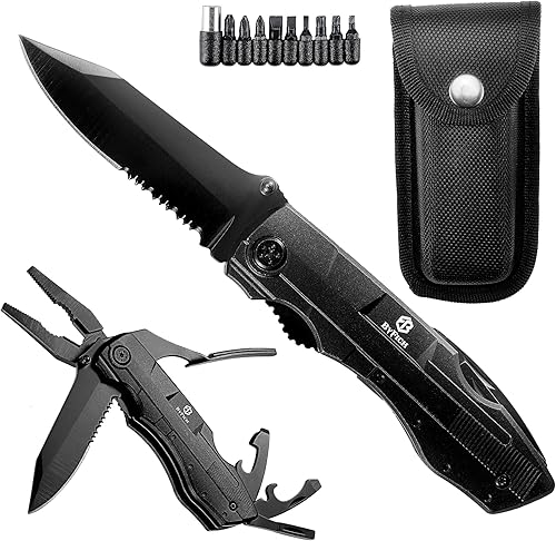 Cuchillo de bolsillo multiherramienta 18 en 1, destornillador multiherramienta con funda de nailon duradera para exteriores, pesca, camping, regalos