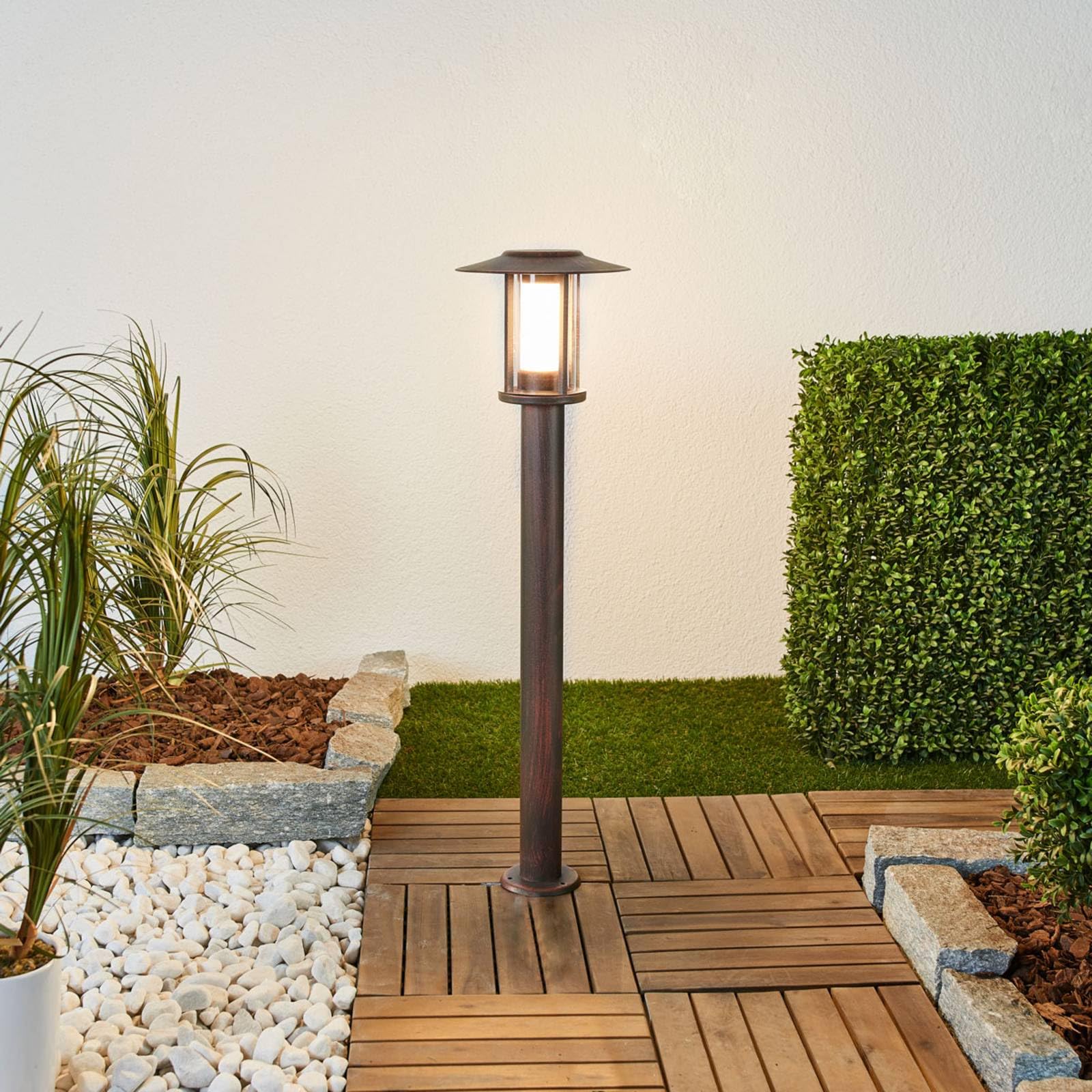 Lindby Bombillas LED baliza de jardín en óxido, transparente, lámpara