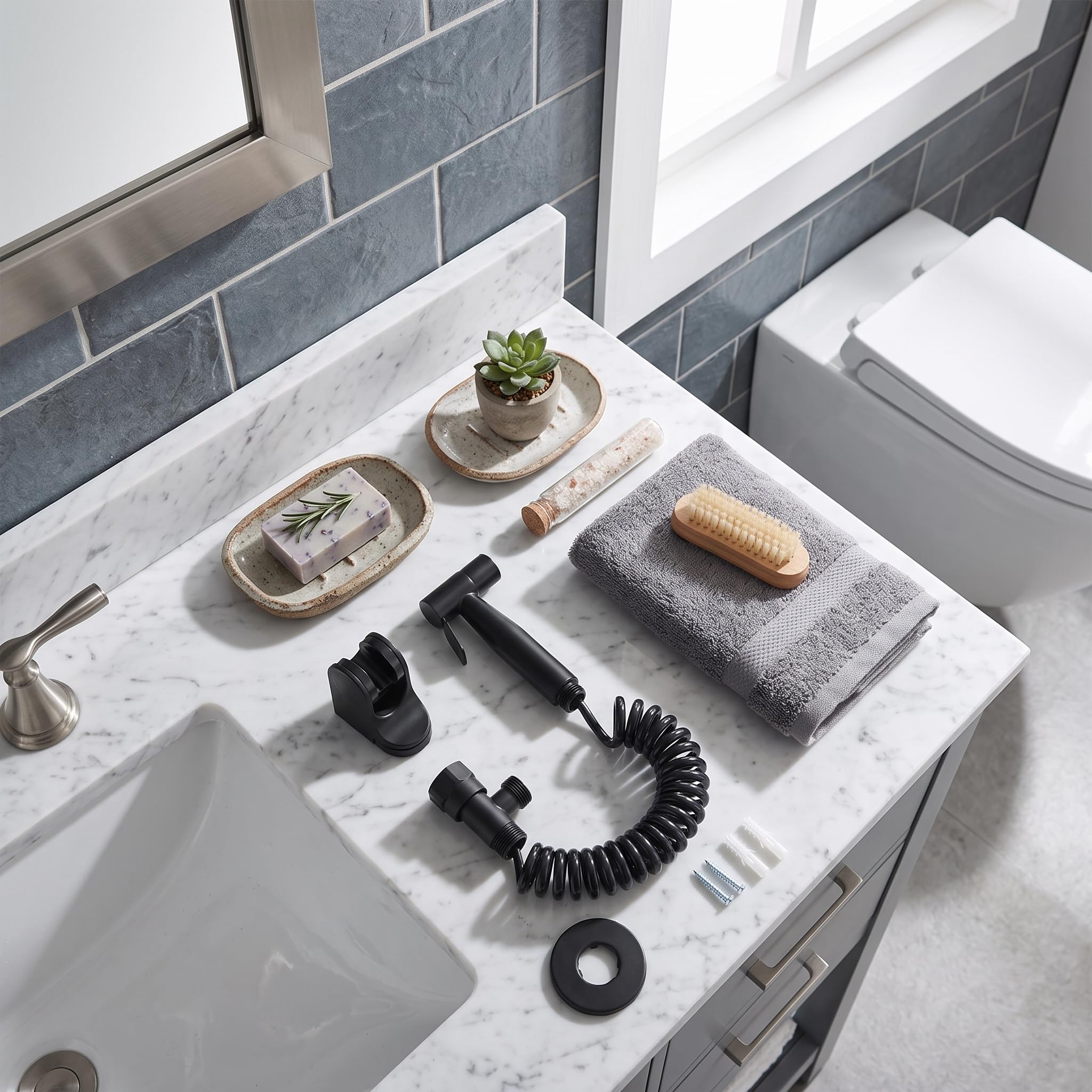 Ensemble de pulvérisateur de Bidet d'acier Inoxydable de Fil G1/2 Noire pour Le Style Noire de B de Toilette de Salle de Bains