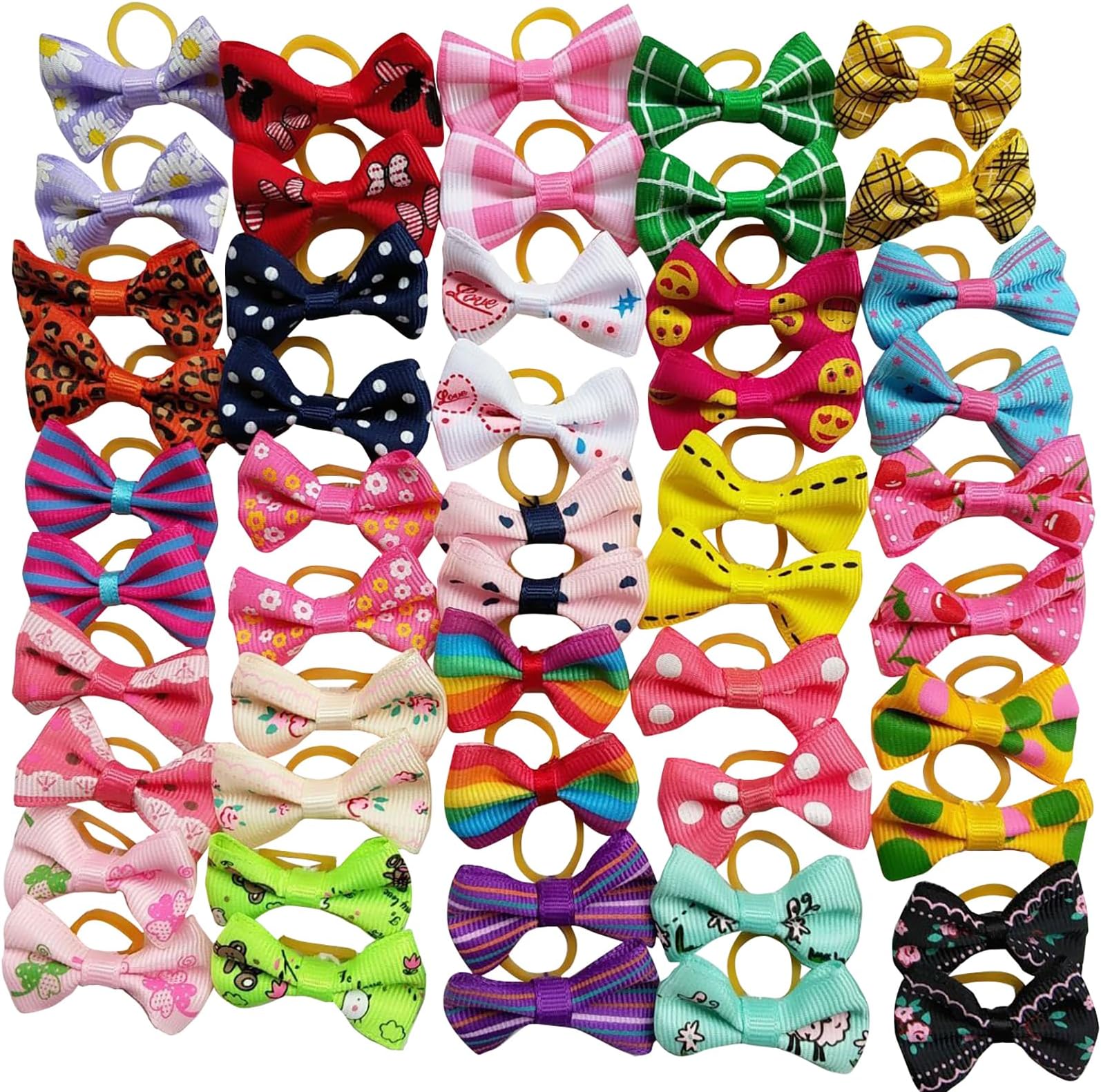 Chenkou Craft 50pcs/25pairs Puppy Yorkie Dog Hair Bows
