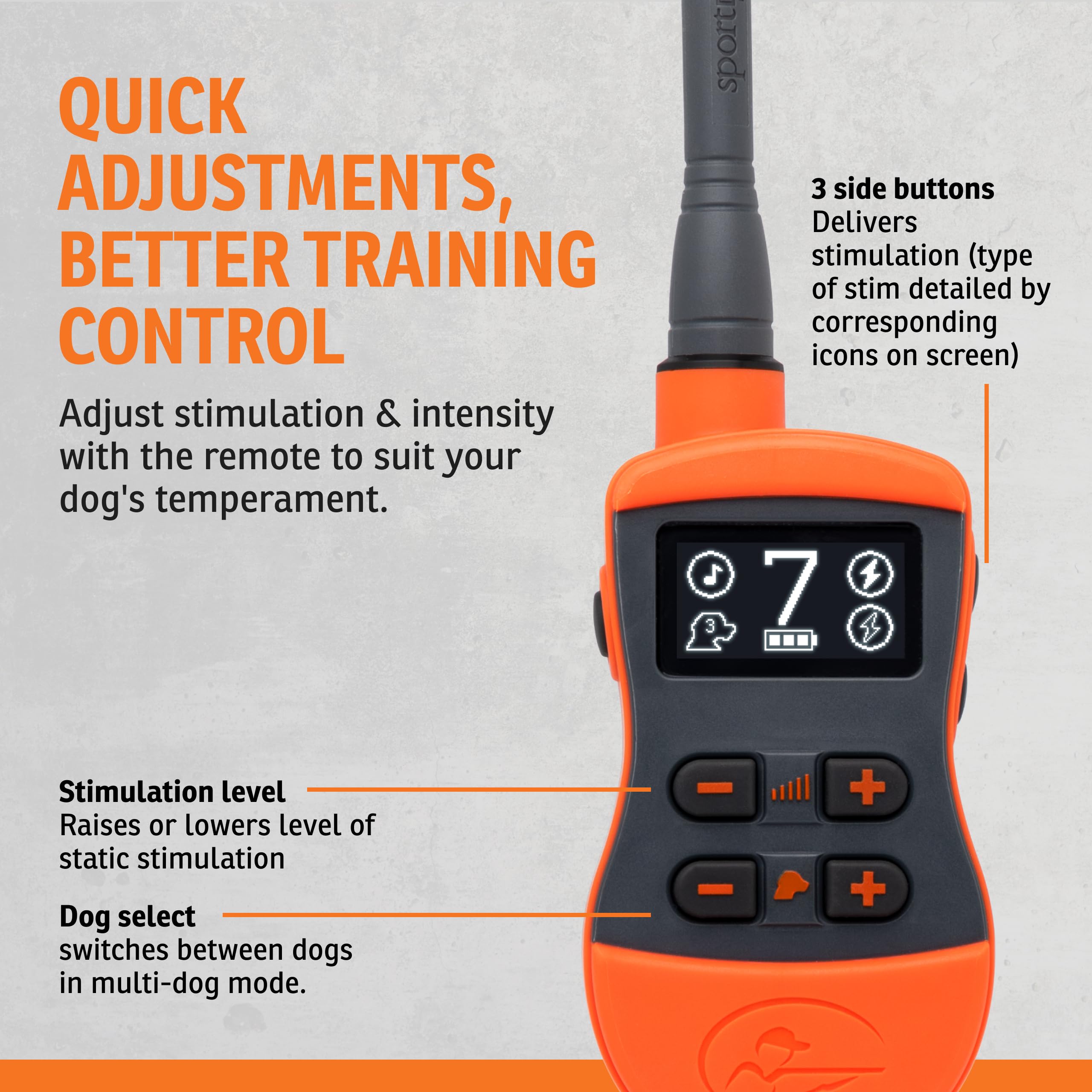 SportDOG - Collier de Dressage pour Chien avec Télécommande SportTrainer, Submersible, 10 Niveaux de Stimulation Statique, Vibration et Signal Sonore - Rechargeable - Portée 800 m