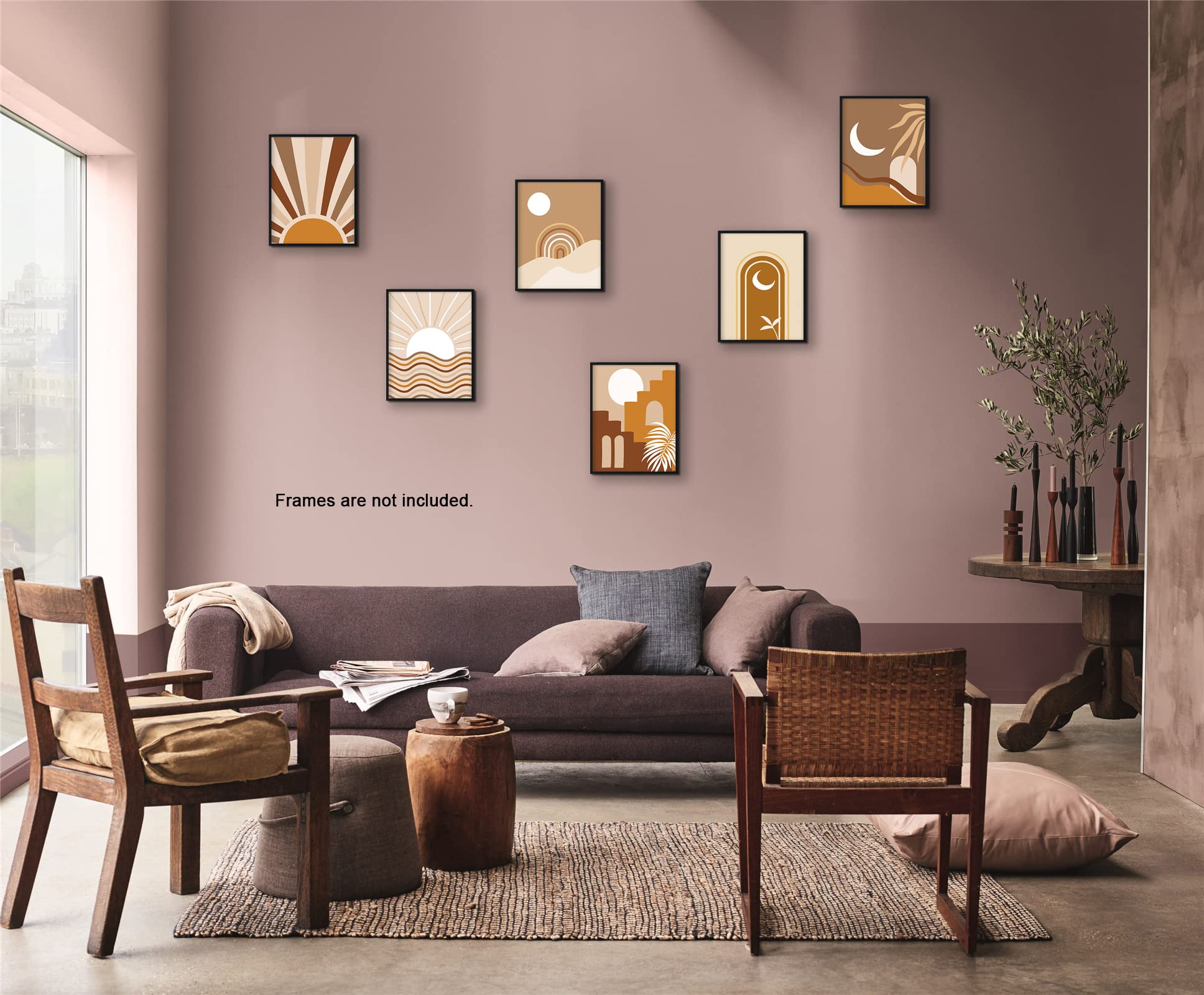 Wandbild Sonne & Mond Im Holzrahmen – Schwarz-weiß, Boho, 40,6x61 Cm, Für Wohnzimmer & Schlafzimmer