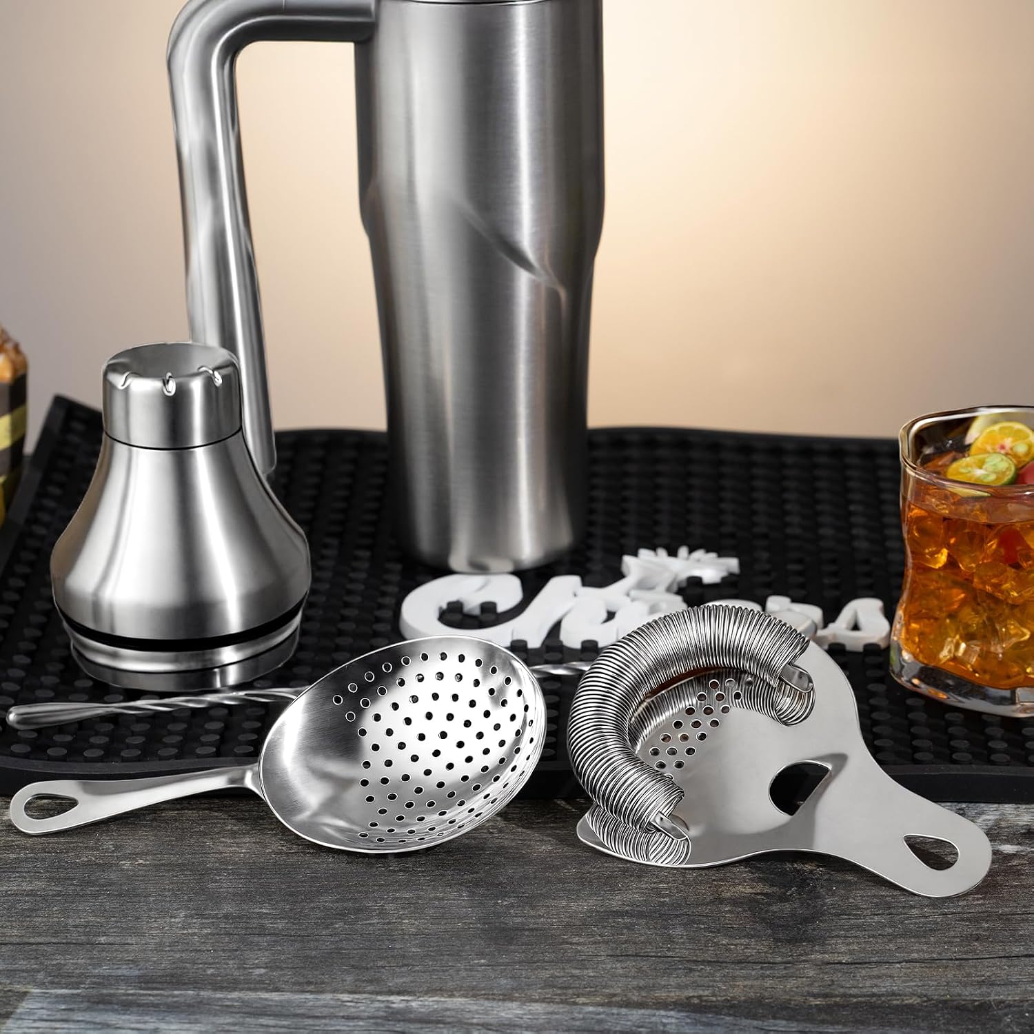 Lexenic Cocktail Strainer Set, Julep and Hawthorne Strainers (Type A)