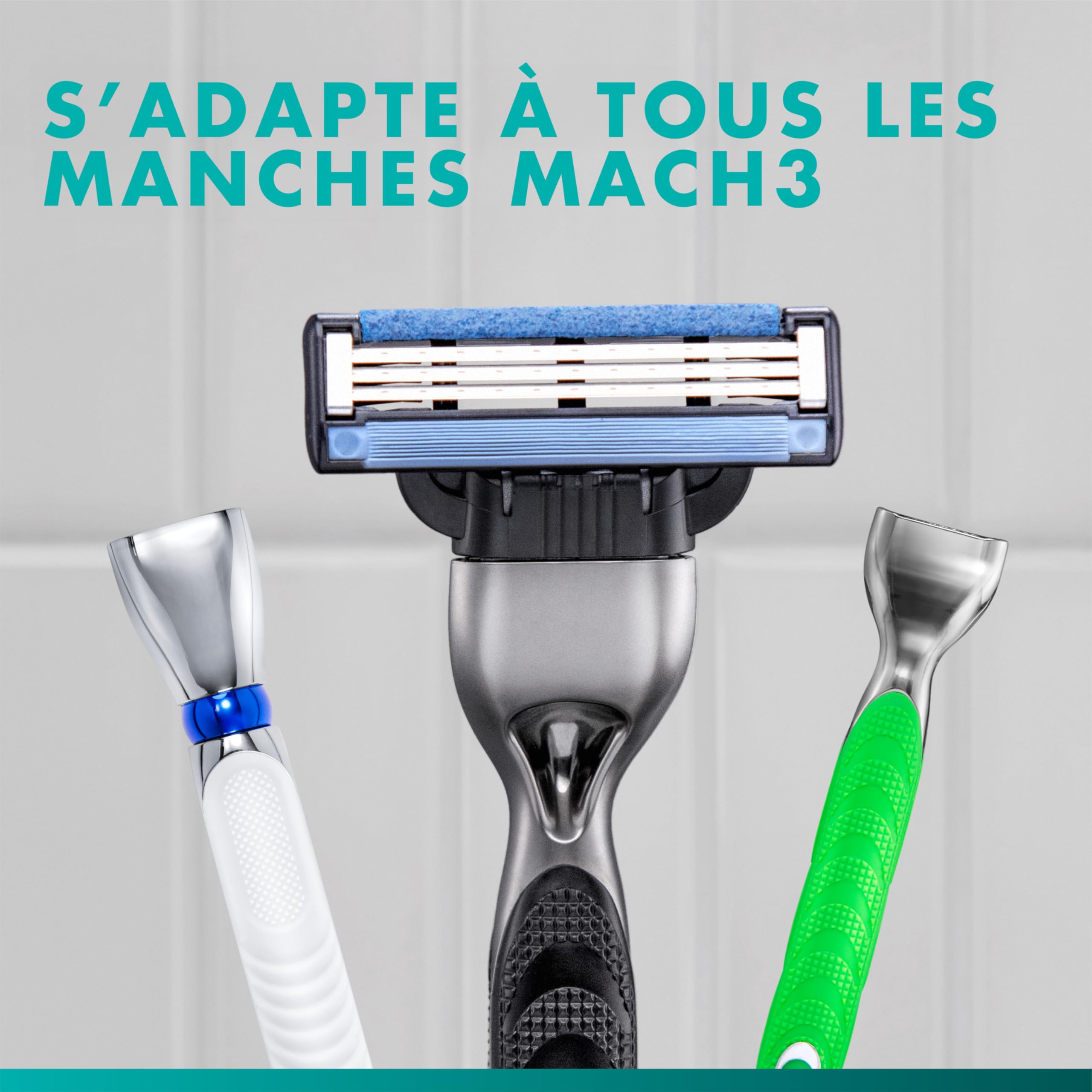 Gillette Mach3 Recharges De Lames De Rasoir pour Homme, Rasoirs À 3 Lames 15 Recharges De Lames, Lames Plus Résistantes Que L’Acier