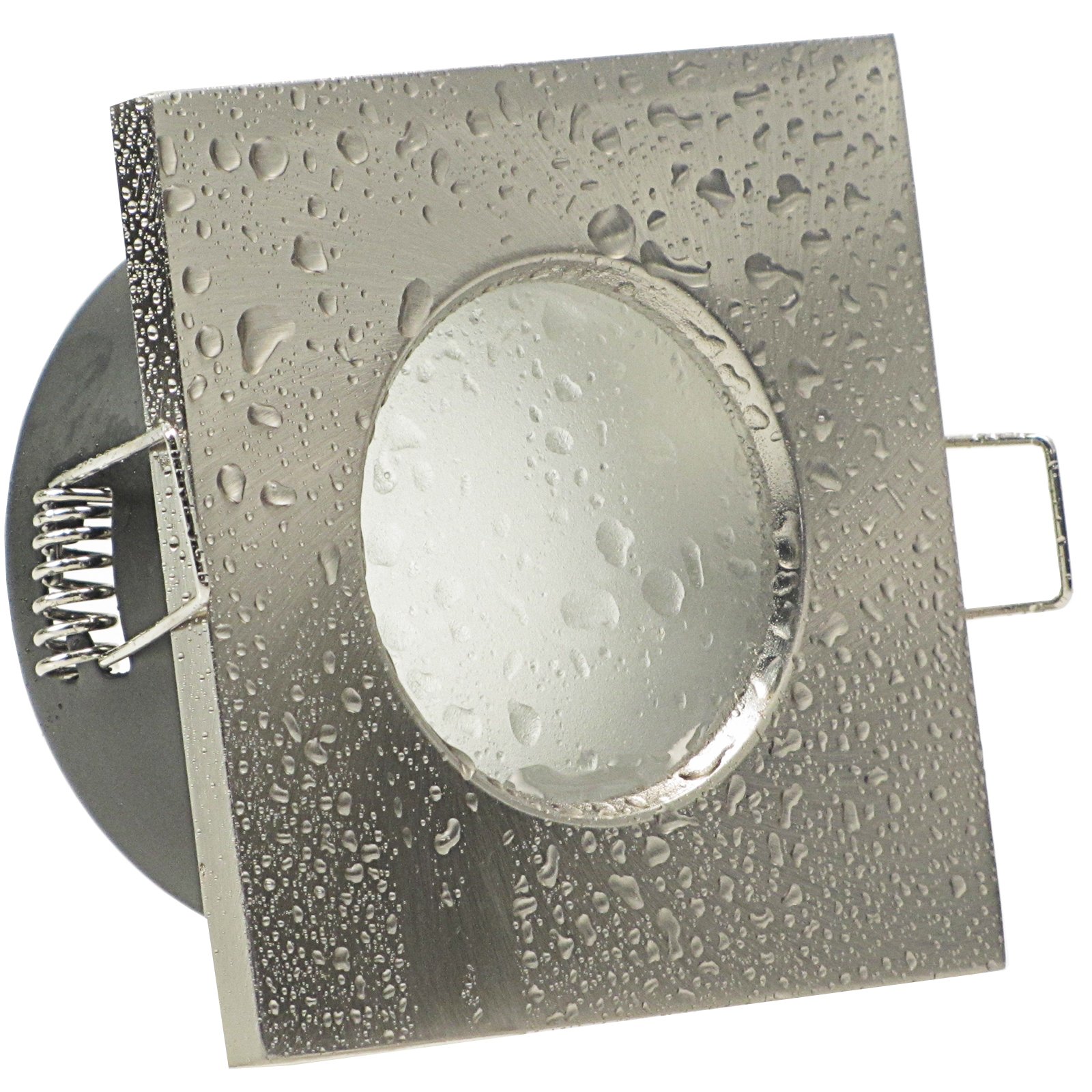 trendlights24 AQB LED Decken Einbaustrahler Bad IP65 4er Set 4W 12V & Trafo | Edelstahl Optik, eckig, Warmweiß, Niedervolt, GU5.3, Spot, austauschbar, Einbauleuchte, Dusche, Feuchtraum, innen, außen