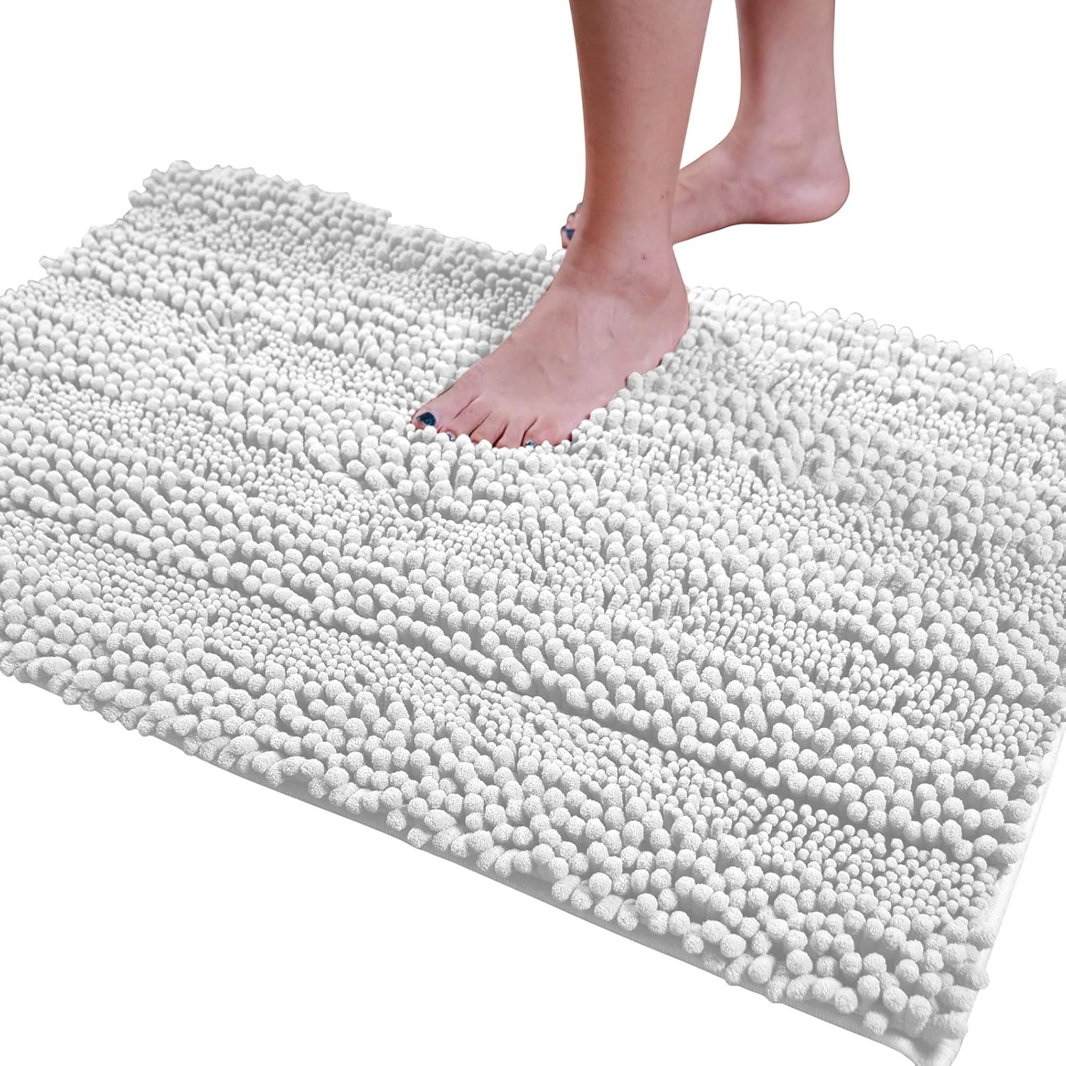 Christmas Clearance Chenille Non Slip Striped Soft Microfibers Bathroom Rugs, Extra Soft and Absorbent Shaggy Rug Perfect Plush Carpet Mats for Bedroom Bath Room(L-20"x32" 1pc Striped, White)