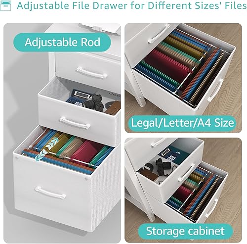 Miniatura 5 de Lufeiya Escritorio blanco con cajones de archivos, escritorio de computadora de 47 pulgadas para oficina en casa, mesa de estudio simple y moderna