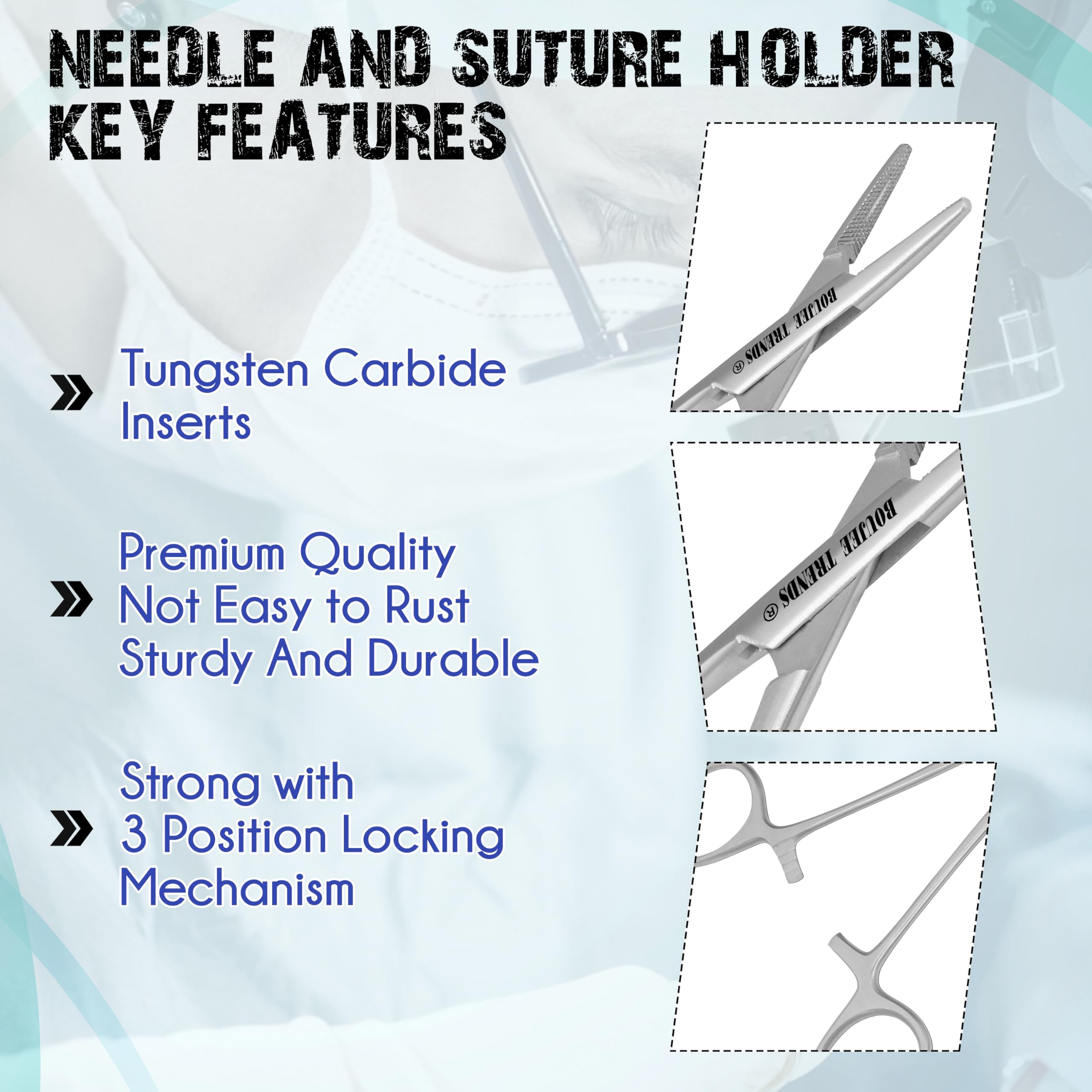 Mayo Hegar Needle Holder Needle Driver with Strong Lock, Serrated Jaws for Precise Suturing and Practicing Autoclavable Multipurpose for Lab and Fishing (5.5") — Amazon image 4