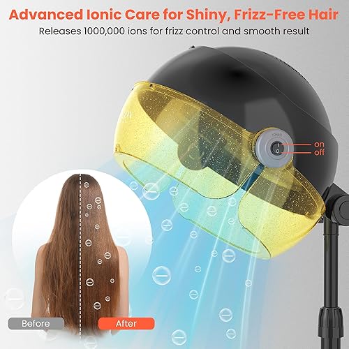 Miniatura 4 de TASALON Secador de pelo portátil dorado con capucha para el hogar, 1875 W con capucha iónico sobre ruedas con capucha, secadora profesional de