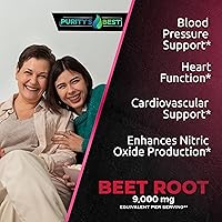 Vista 4 de Purity's Best - Polvo de raíz de remolacha de 9,000 mg, 140 pastillas vegetarianas, cápsulas de raíz de remolacha Apoya la circulación sanguínea