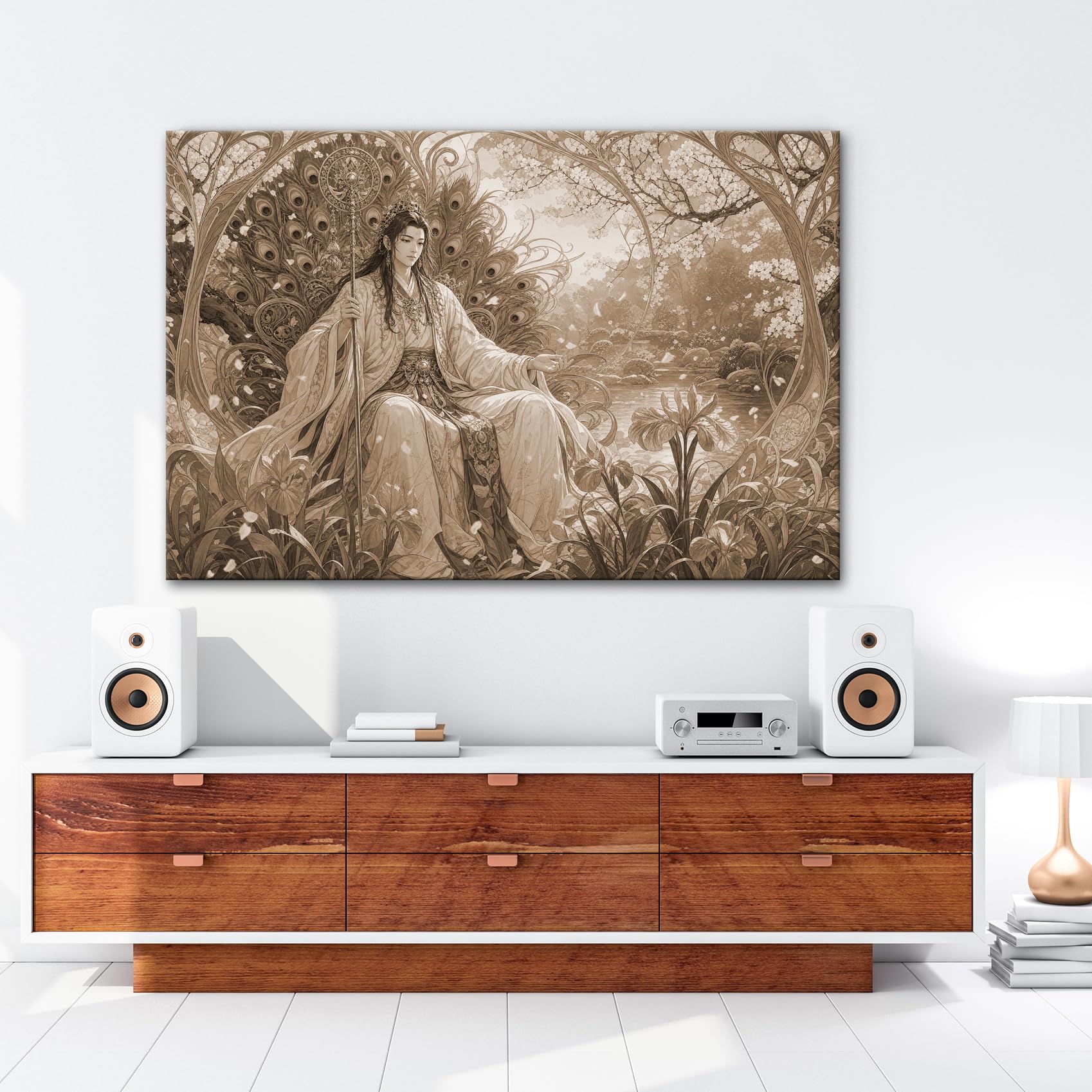 deyoli Obraz na płótnie elegancki kształt przed drzewem wiśni 70 x 50 cm