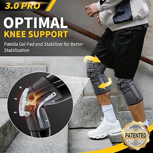 Miniatura 3 de CAMBIVO Paquete de 2 rodilleras para dolor de rodilla, mujeres y hombres, manga de compresión de rodilla con estabilizadores laterales y almohadilla