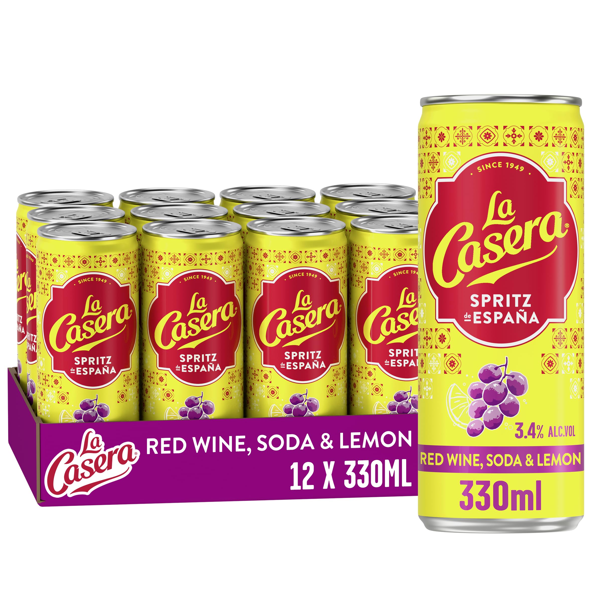 La Casera: Red Wine Spritz Ready to Drink Cans, 12x330ml, 3.4 percent ABV