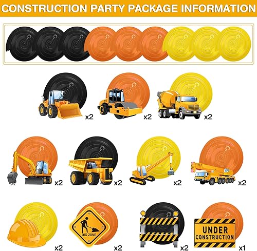 Miniatura 3 de Blulu 30 piezas de suministros de construcción para fiesta de cumpleaños, decoración de construcción, zona de fiesta, remolino colgante, zona de