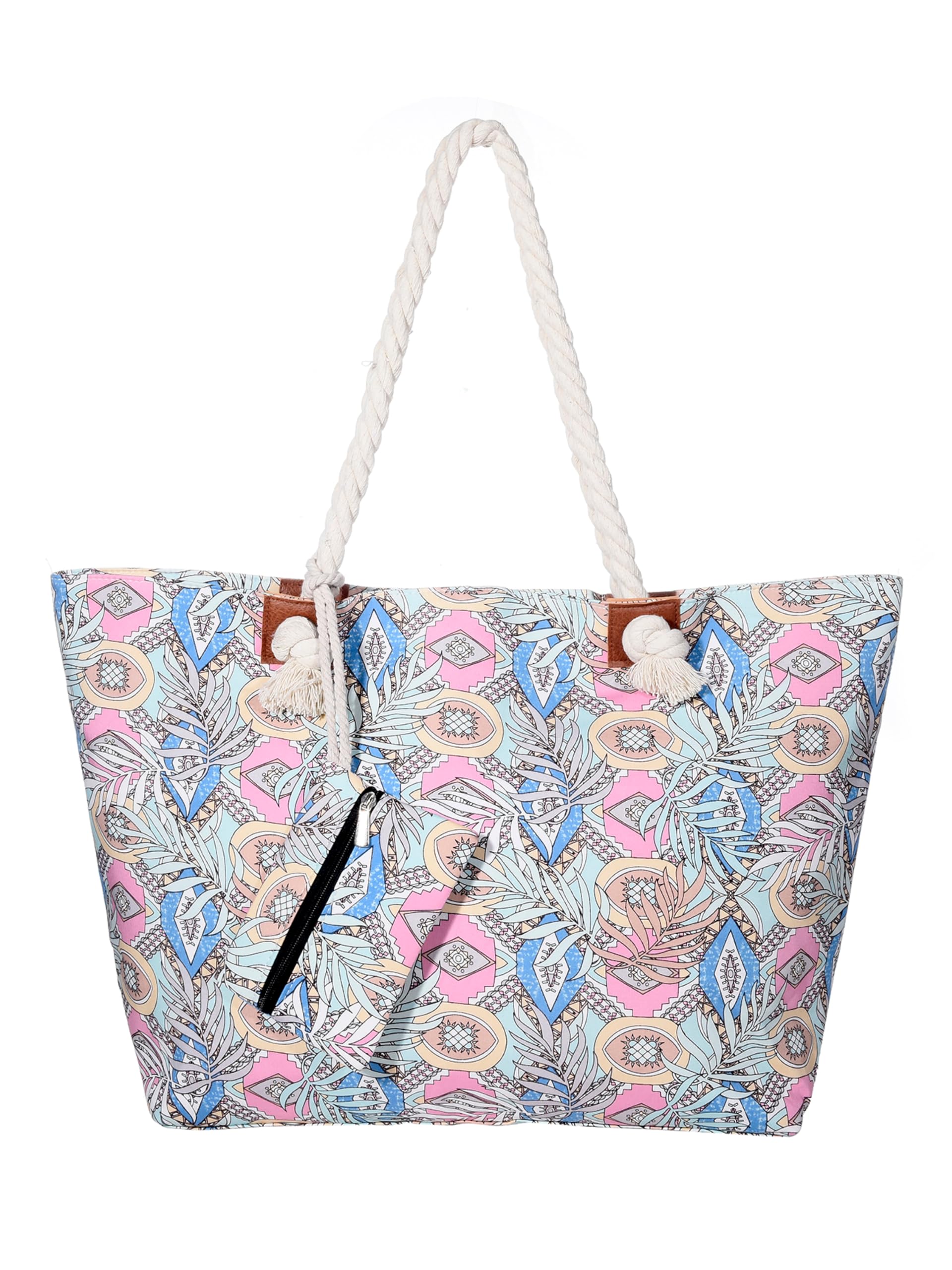 DonDon Strandtasche mit Reißverschluss, Große Strandtasche XXL, Shopper Tasche Damen - Praktische Beach bag Umhängetasche Damen Badetasche für Strand und Meer