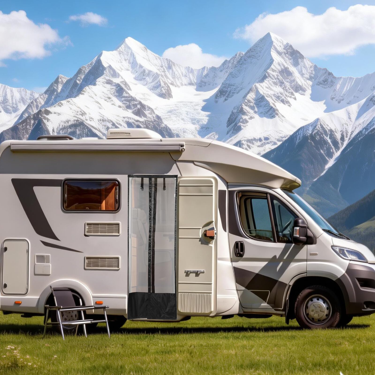 Rideau de Porte de Camping-Car 79x28 en Maille 420d Pa Noir