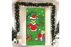 Nepnuser Christmas Whoville Grinchmas Door Cover Merry Xmas Winter Holiday Decoration
