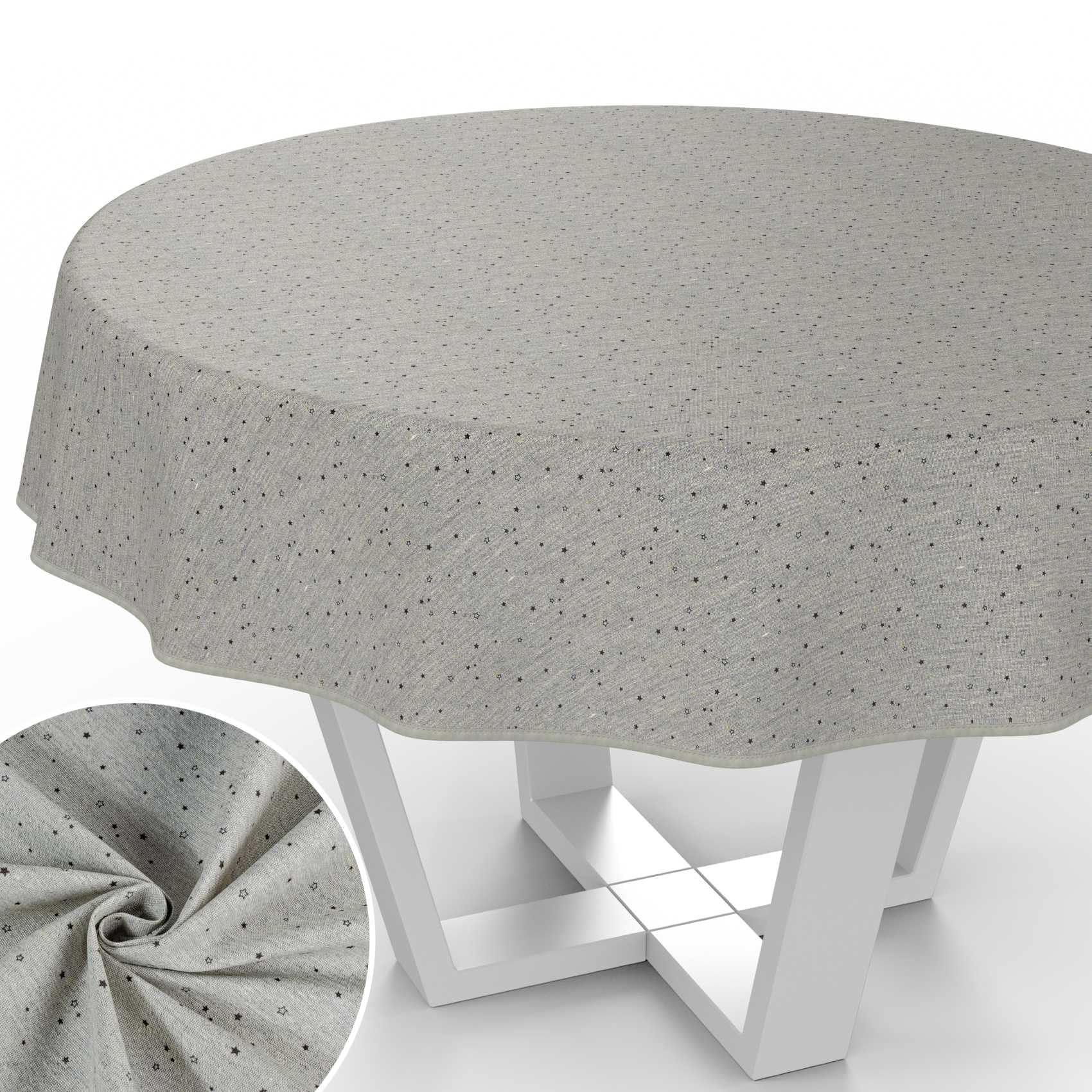 Mantel de Tela para Mesa de Comedor, Decoracion Mesa Pequeña, Cubre Mesa de Algodón y Poliéster, Lavable, Fácil de Limpiar, Redondo, Ovalado, Cuadrado, Estrella, 120 cm, con Dobladillo (Ribeteado)