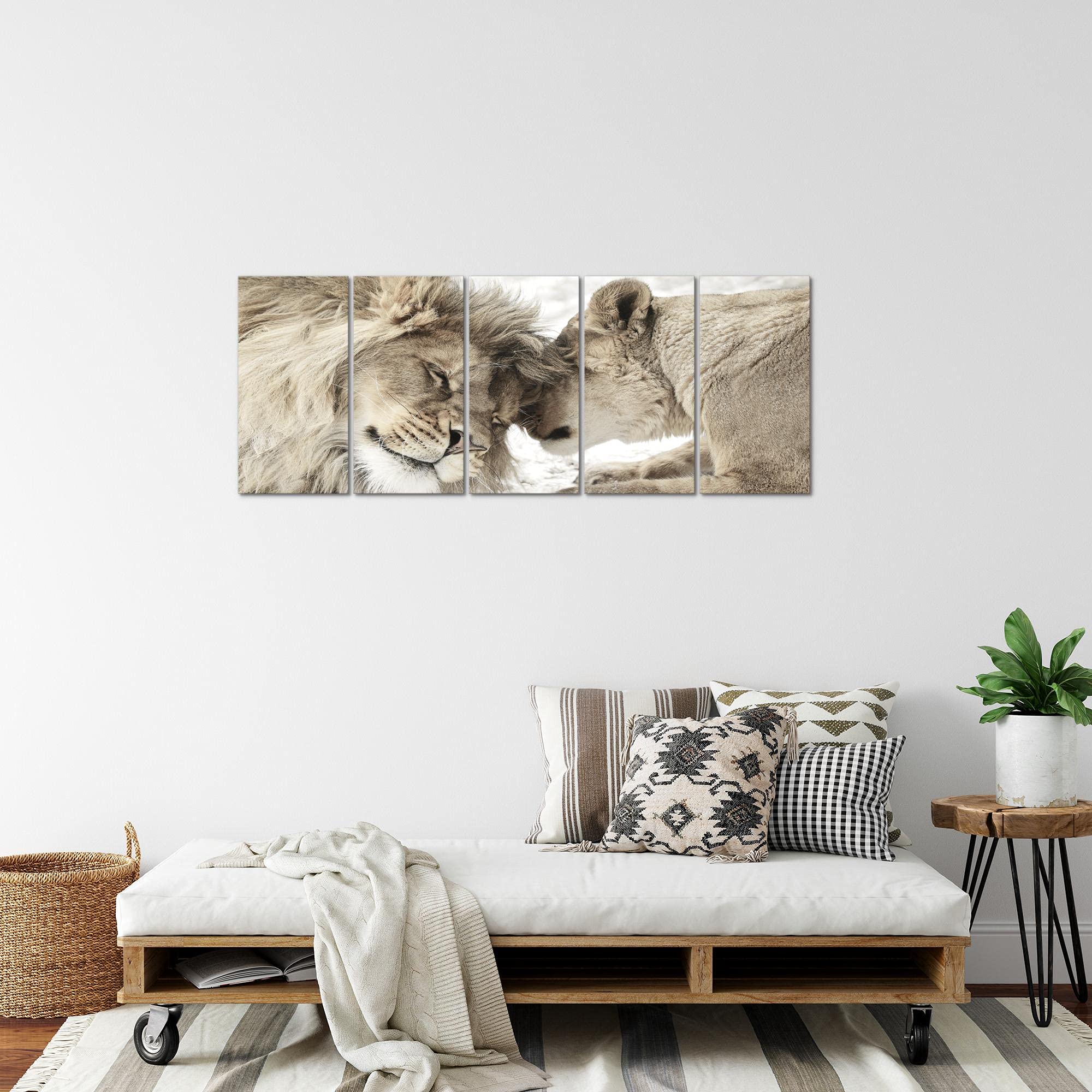 Runa Art Quadro Leoni Amore Tela Non Tessuta 110g/m² Made In Germany - 2