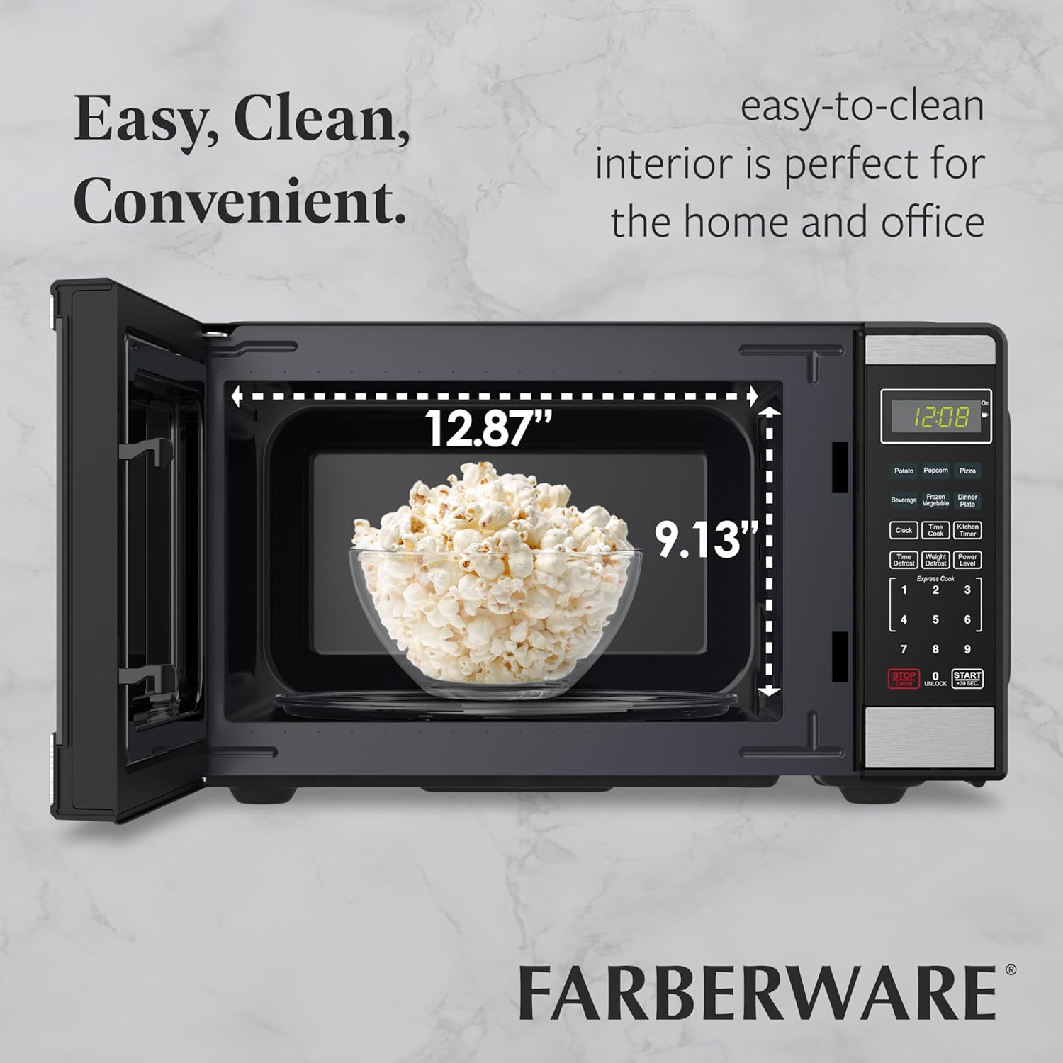 Microwave interior with popcorn bowl
