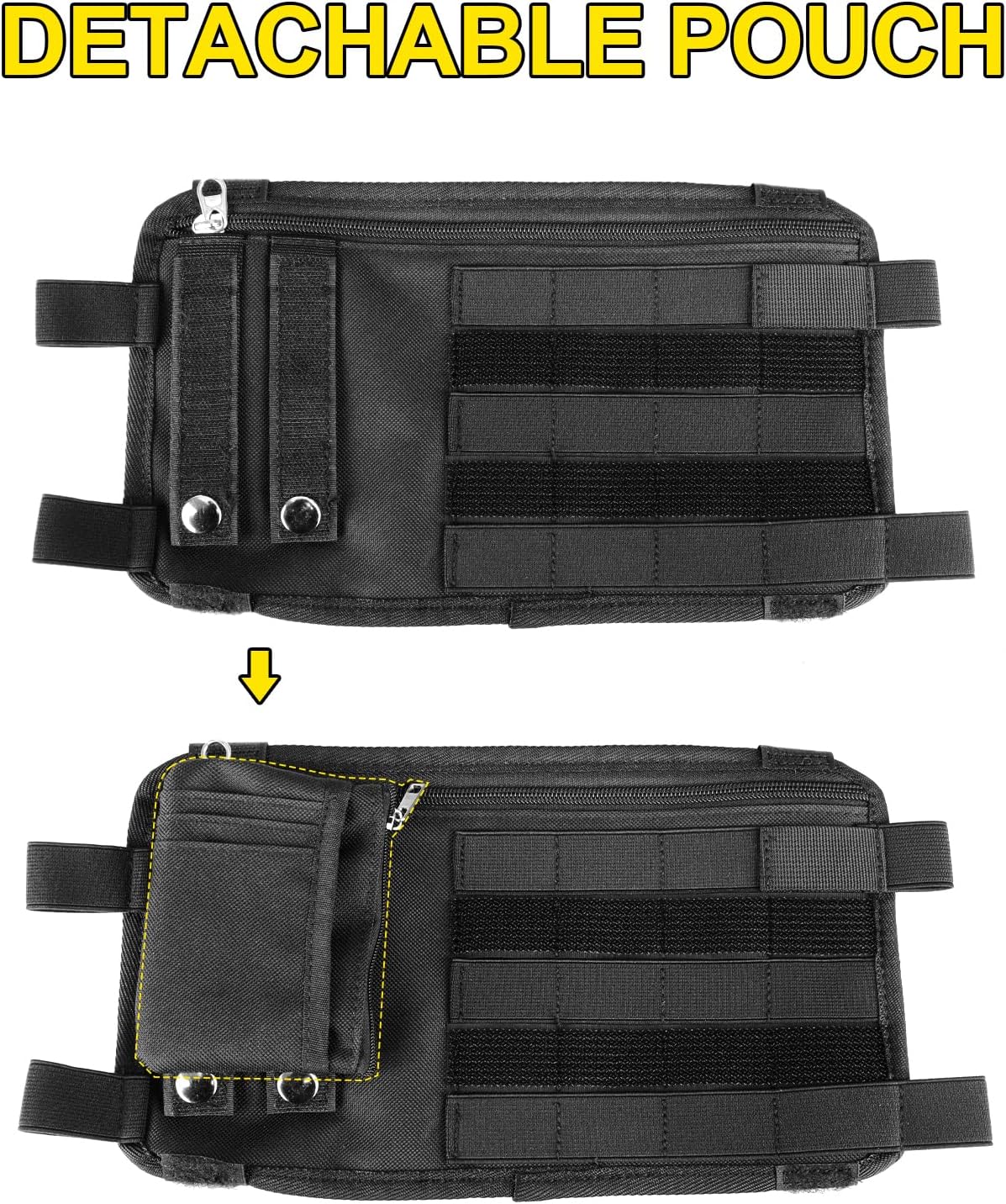 OMU 1 Pack Multi-Functional Car Sun Visor Organizer | With Micro ID Carrier Pocket, Molle Tactical, Sunglass Holder, Truck Auto Accessories
