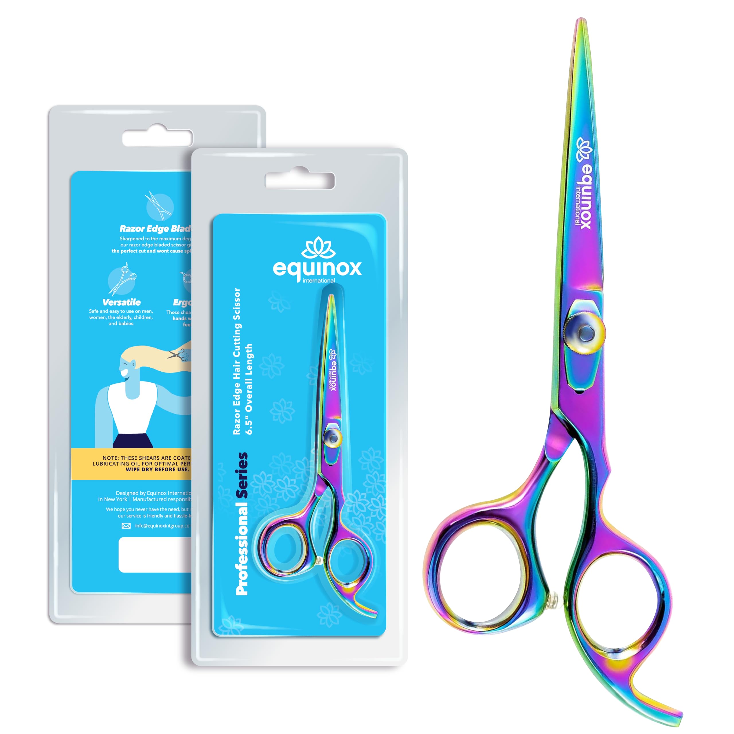 Equinox Razor Edge Series Professional Hair Scissors - 6.5” Premium Japanese Stainless Steel Hair Cutting Scissors, Hair Shears, Hair Razors for Hair