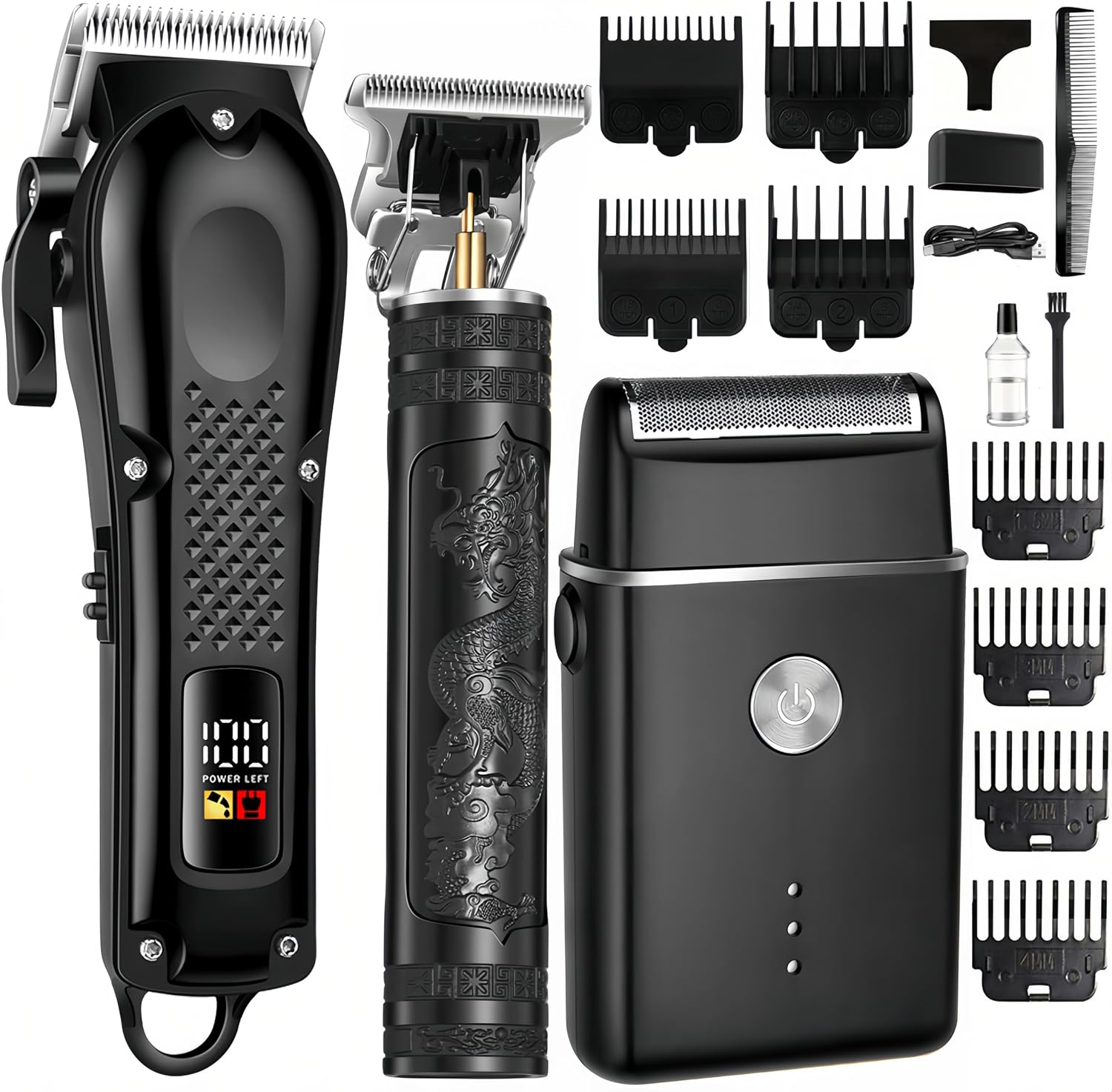 3-in-1 Hair Clippers for Men with LED, Beard Trimmer & Foil Shaver