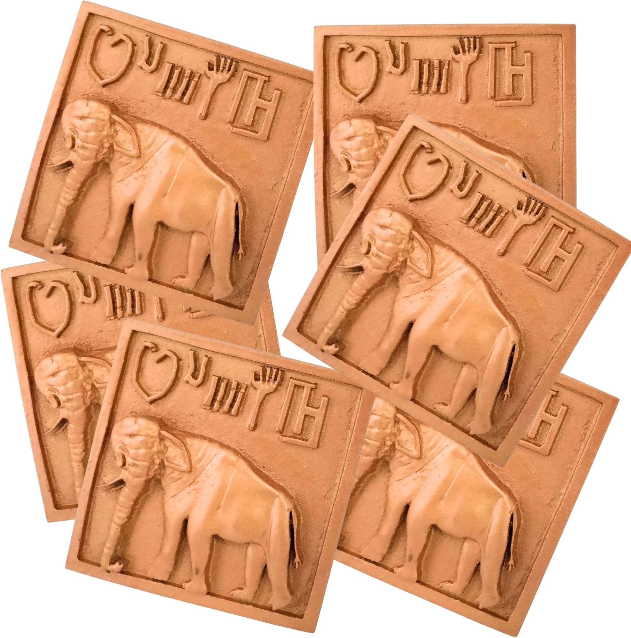 - Antique Fridge Magnet (Pack of 6) - Handcrafted Harappan Elephant Seal Kitchen Decor, Collectible Antique Items, Unique Decorative Items for Home and Gifts Showpieces in Marble dust