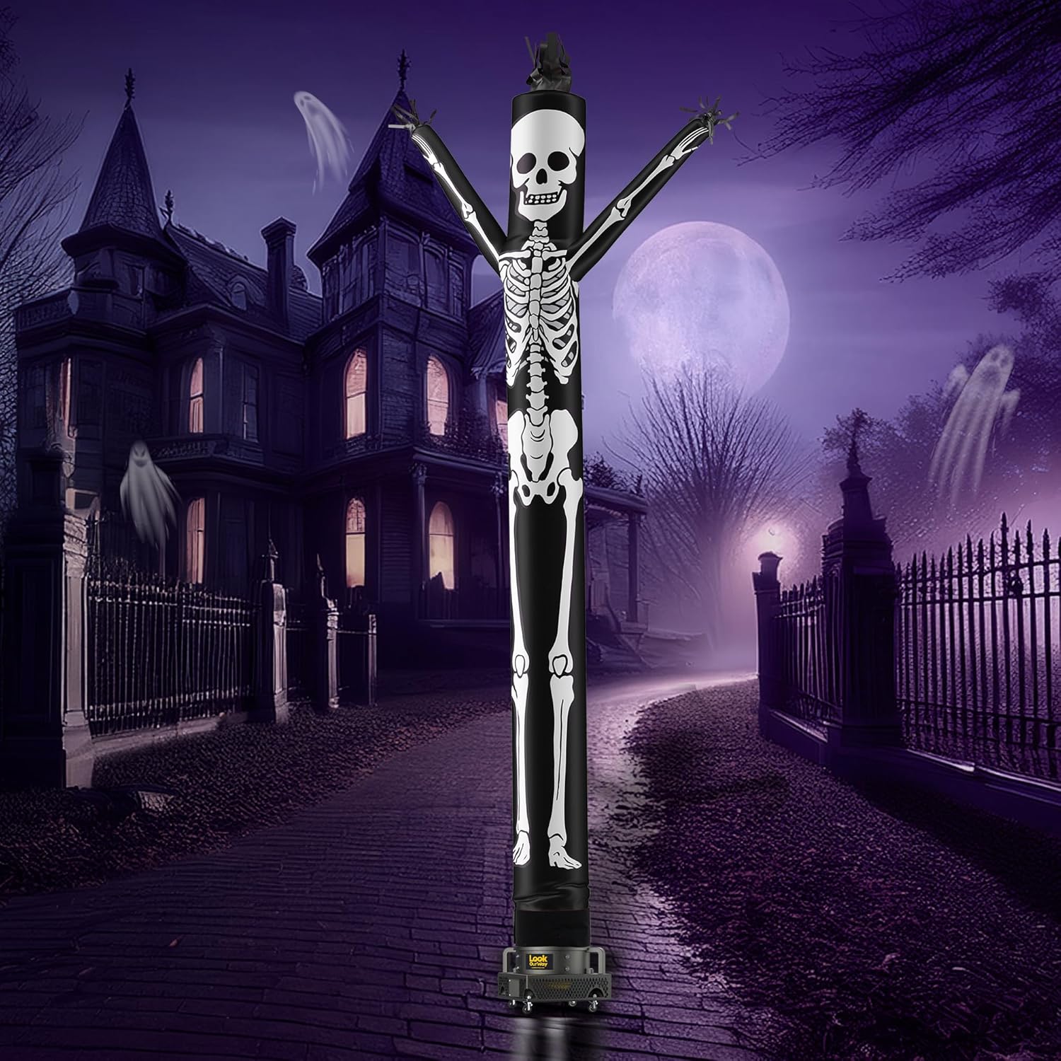 LookOurWay 20ft Skeleton Air Dancers Inflatable Tube Man Attachment | Halloween Inflatables Outdoor Decoration | Wacky Waving Halloween Blow Up for Yard Display or Business (Blower Not Included)