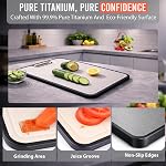 Titanium Cutting Board for Kitchen, Upgraded Scratch Resistant Cutting Board Double Sided Food Grade, Pure Titanium/PP, Easy to Clean, Non-Toxic, Large Size 16”×10” (Black)