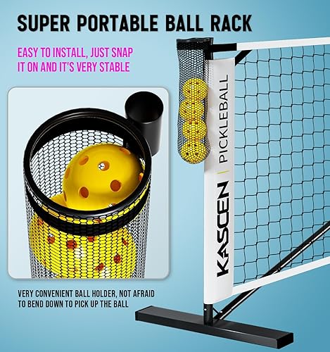 Miniatura 2 de Portable Pickleball Net for Driveway - 22 FT Official Regulation Size Pick Ball Net with Wheels, Ball Holder,4 Balls,Court Marker and Bag for Indoor