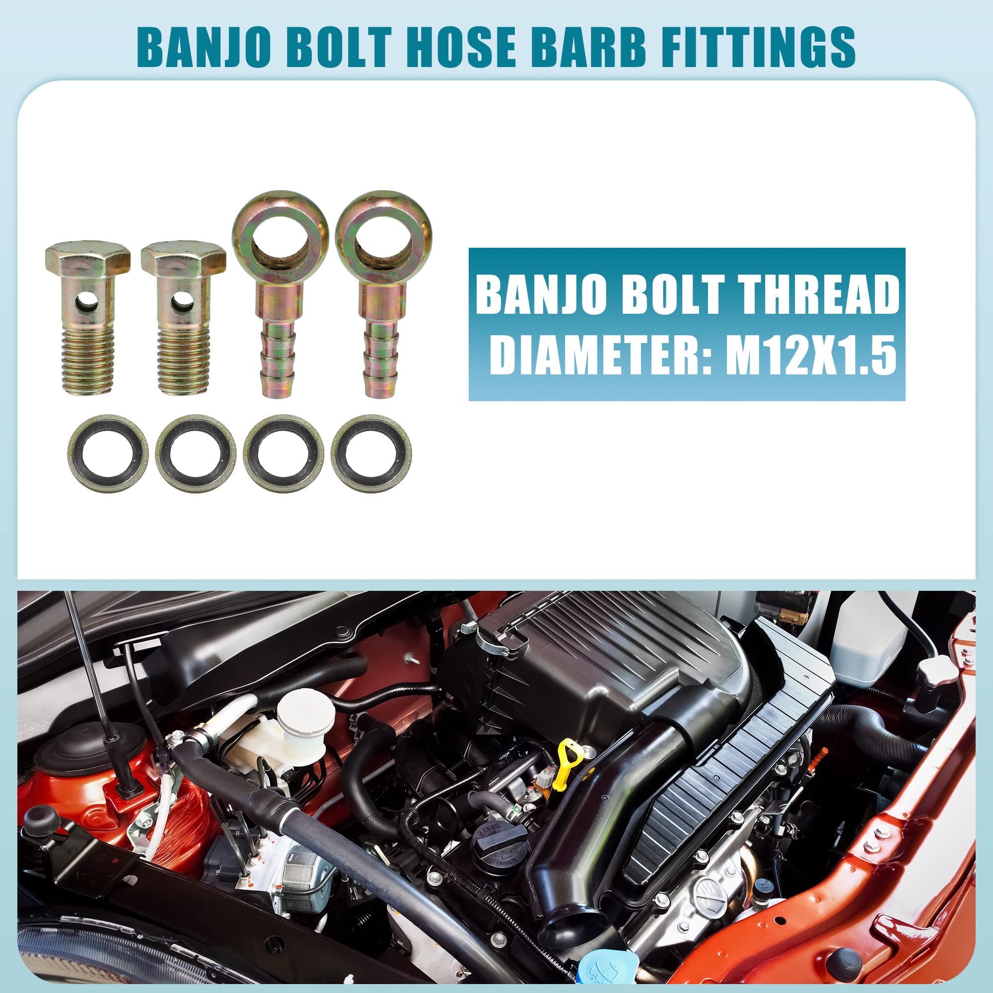 QUARKZMAN 12mm Diamètre 7.7 Mm OD Moto Banjo Raccord Adaptateur - 1 Pcs