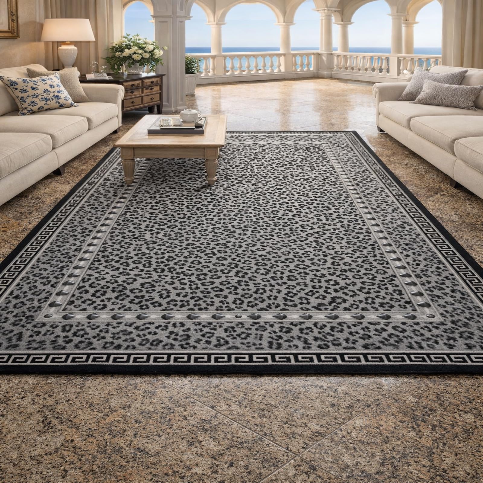Tapis moderne 160x230 cm pour créer une salle à manger chaleureuse gris et noir
