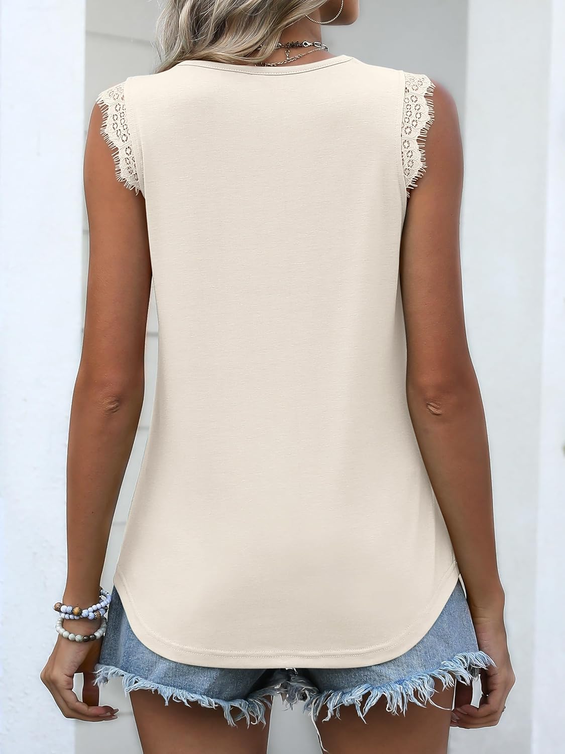 ANRABESS Womens Lace Trim Tank Tops V Neck Sleeveless Shirts 2026 Summer Casual Trendy Dressy Cami Top - Image 5