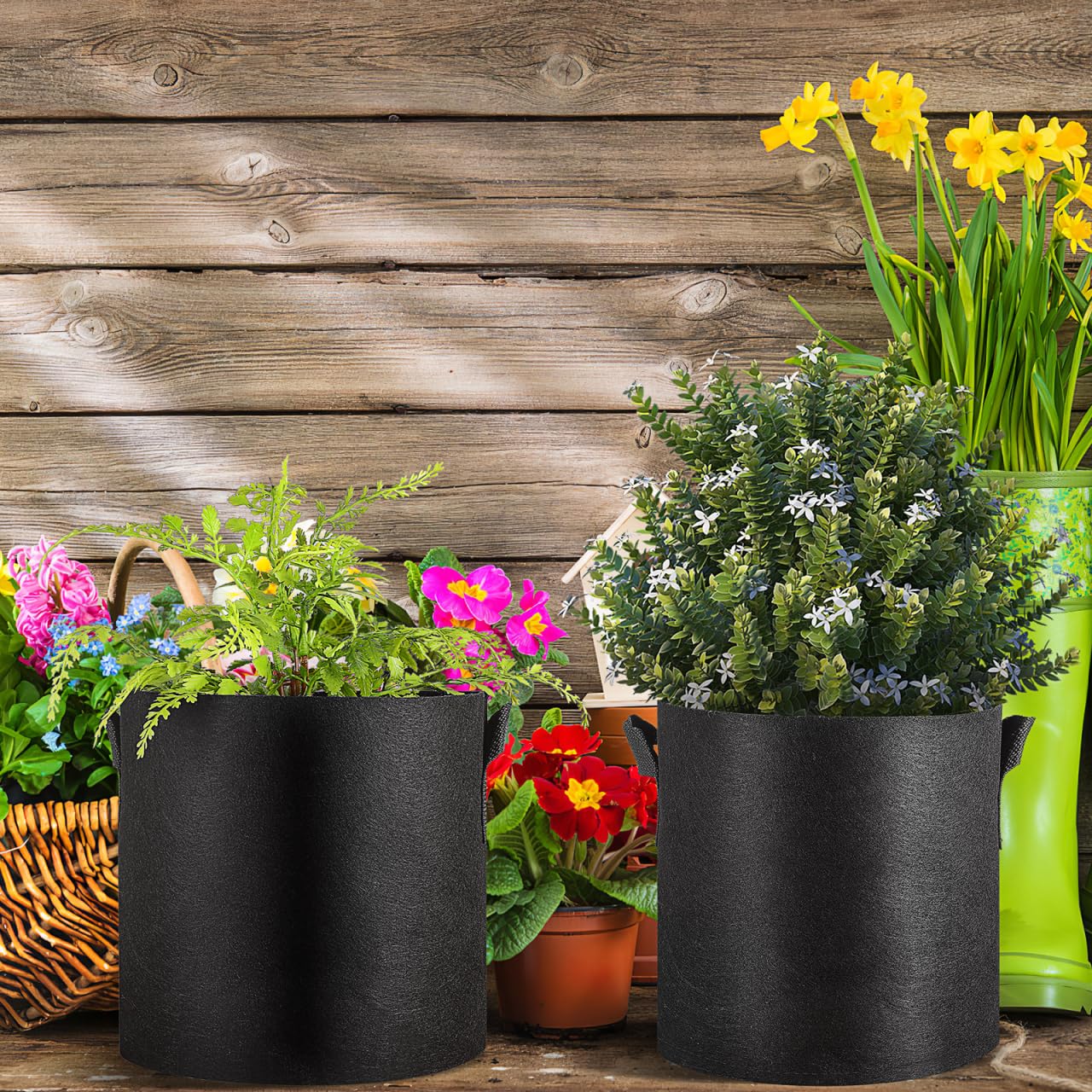 INOOMP 12pièces Sacs De Culture Tissu Non Tissé Épais avec Poignées pour Plantes Pommes De Terre Légumes Intérieur Et Extérieur