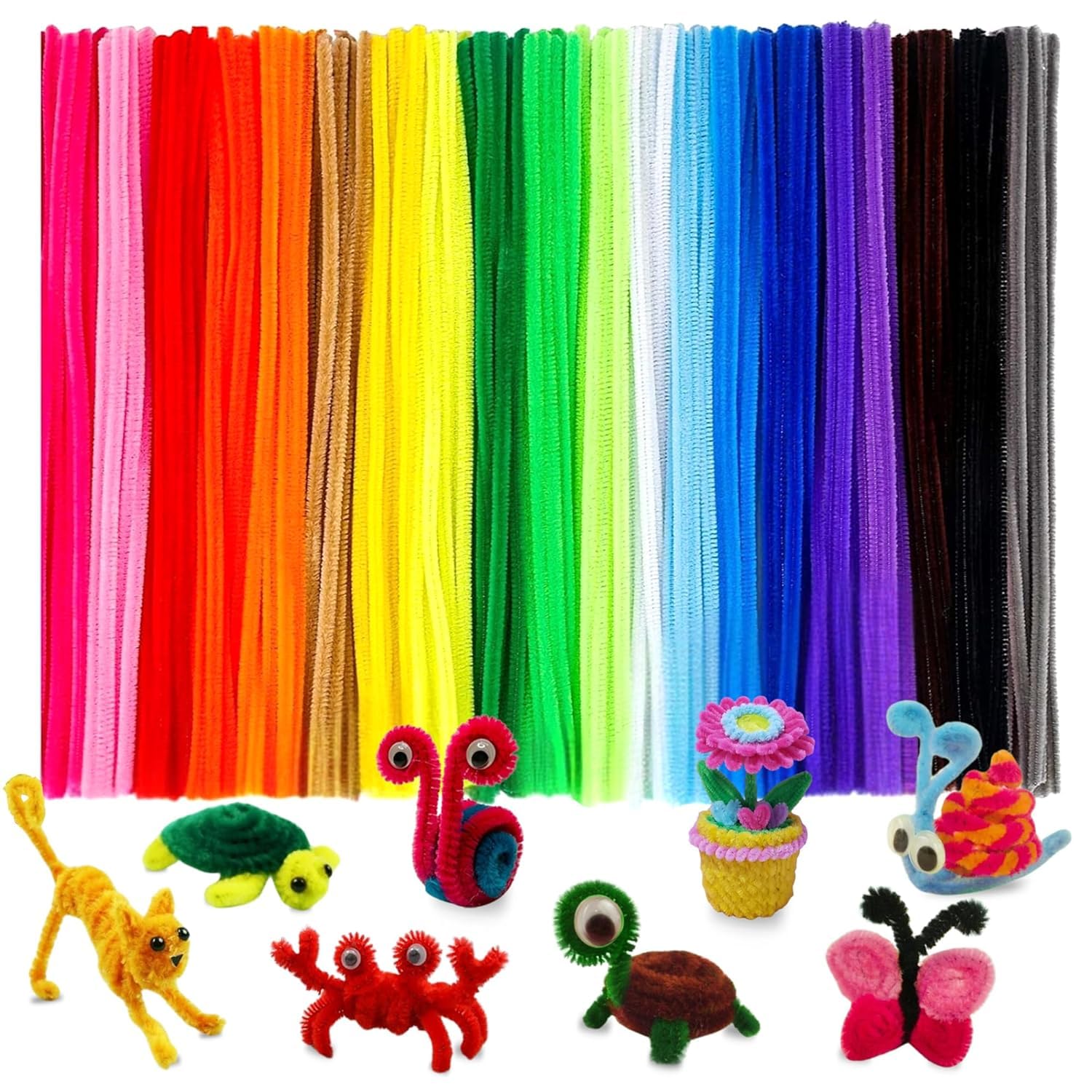 100 Pcs Multicolor Pipe Cleaners for DIY Craft Flowers – Fuzzy Chenille Stems & Fluffy Sticks for Hamper Arts & Crafts, Creative School Projects, Kids Craft Supplies, Home & Party Decor-picture-47
