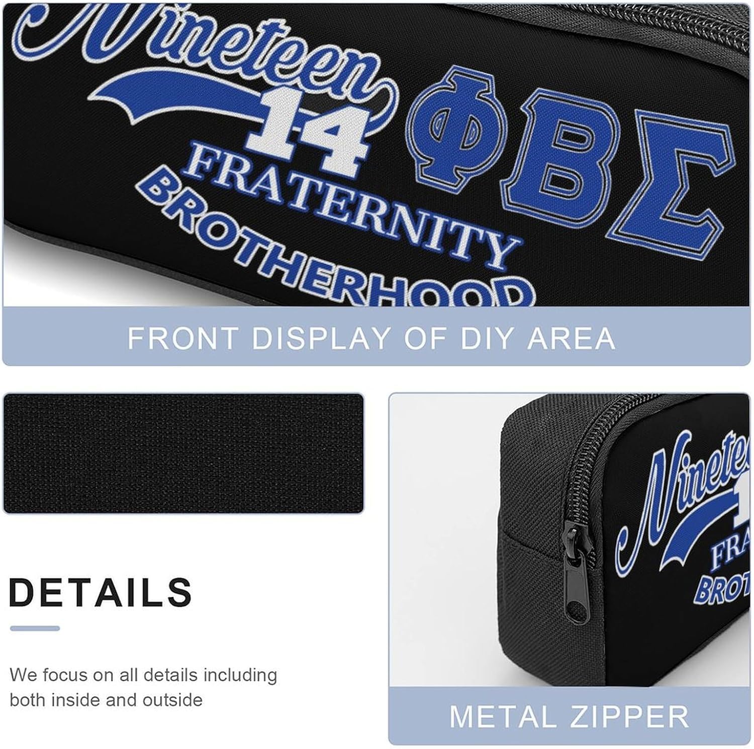 Lightweight Fraternity Backpack Gift Set Paraphernalia Durable 600D Oxford Backpack with Lunch Bag Pencil Case (Blue, One Size)