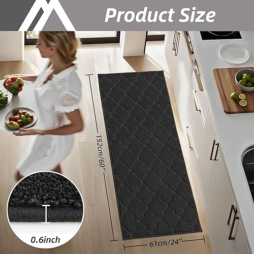 Miniatura 88 de COSY HOMEER Tapetes suaves de cocina para el frente del fregadero, alfombras súper absorbentes y tapete antideslizante de 20 x 59 pulgadas, lavable