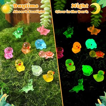 GSrenyu 150 Pcs Luminous Mini Resin Animals 10 Styles Miniature Figures