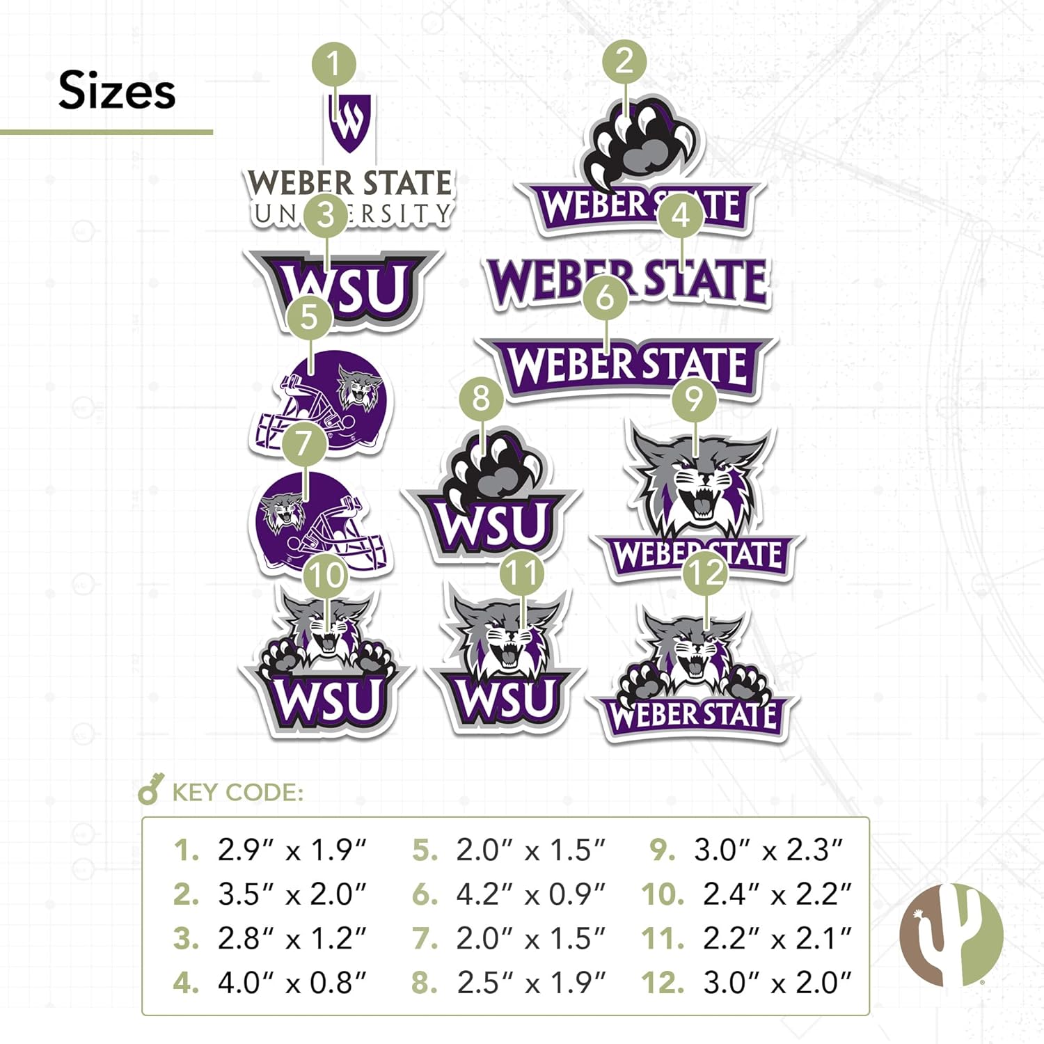 Desert Cactus Weber State University Sticker Weber State Wildcats Vinyl Decal Laptop Water Bottle Car Scrapbook Sheet (Type 2) - Image 3
