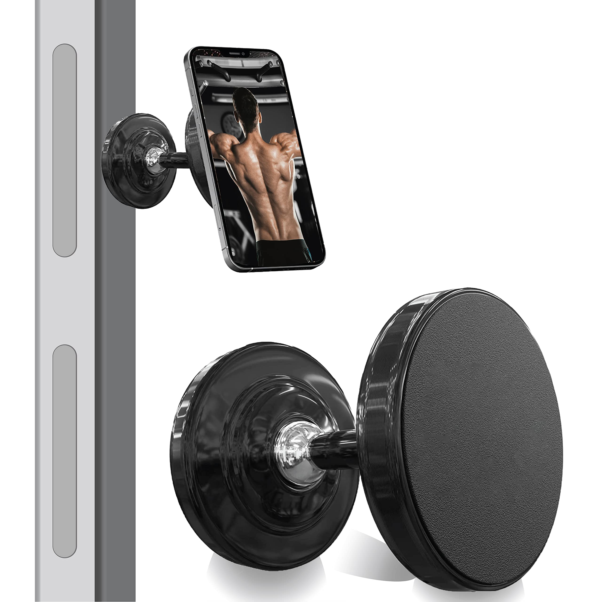 Gym Accessory Magnetic Phone Holder for Videos, Universal Hands-Free Phone Holder for Gym with 360 Degree Angle Adjustable, Home Gym Essentials Phone Mount for Women and Men