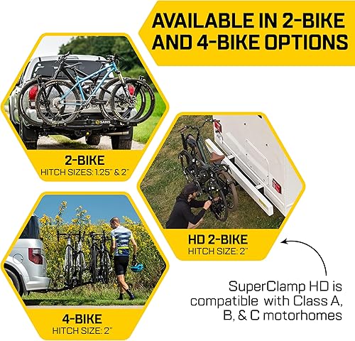 Miniatura 5 de Saris SuperClamp G3 - Soporte de enganche HD para 2 bicicletas, plataforma ligera para automóvil, SUV, camión, diseño inclinable, sujeción segura de