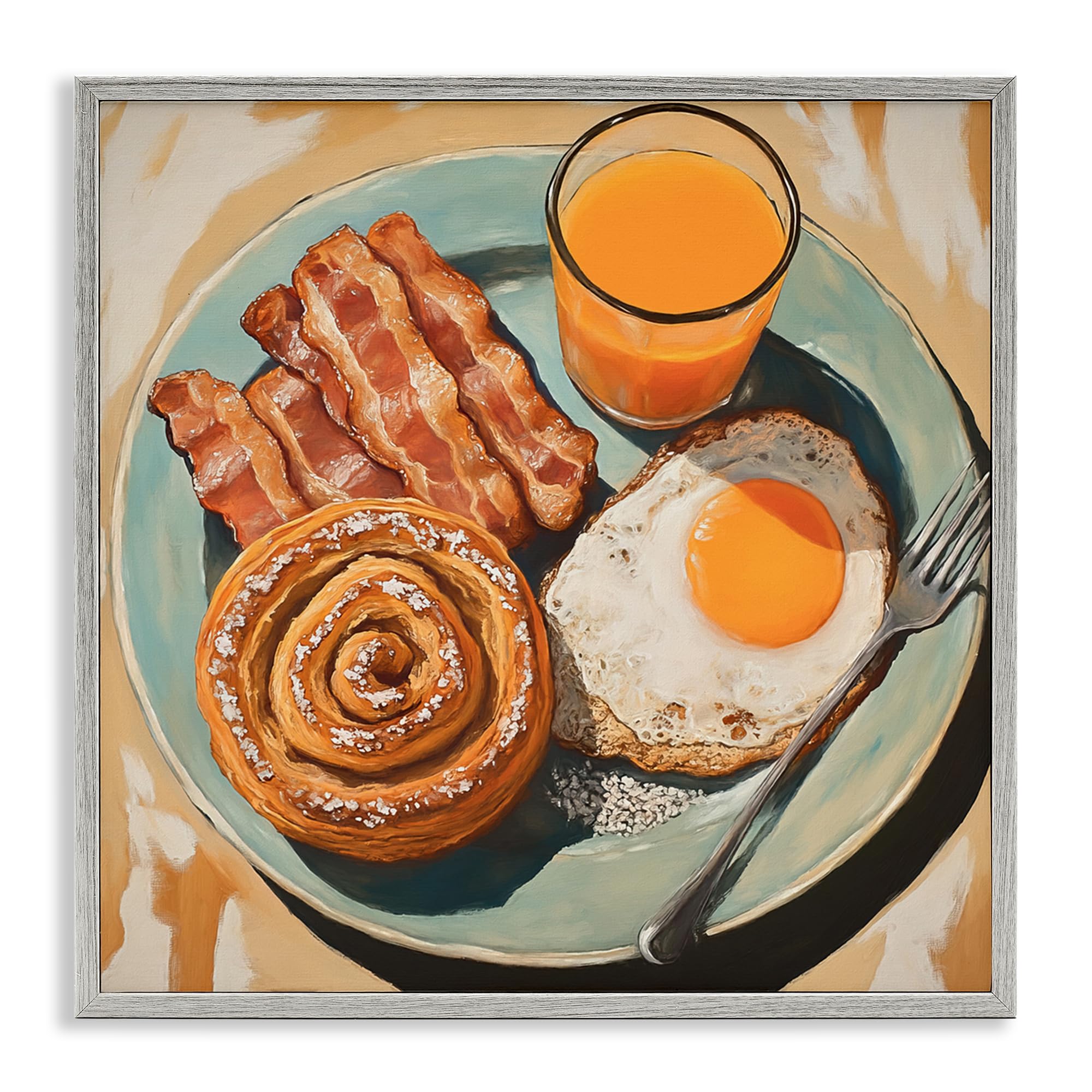Stupell Industries 'Cinnamon Roll Breakfast', Framed Giclee Art, Gray, 24 x 24 Inches, Easy to Hang and Sturdy, Made in USA, by Tina LeCour