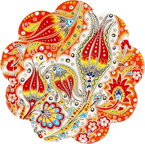 Miniatura 1 de HeraCraft Posavasos de cerámica turca, pintados a mano, 7.1 in, pintados a mano, diseño de tulipanes, muy elegante, resistente al calor y gran