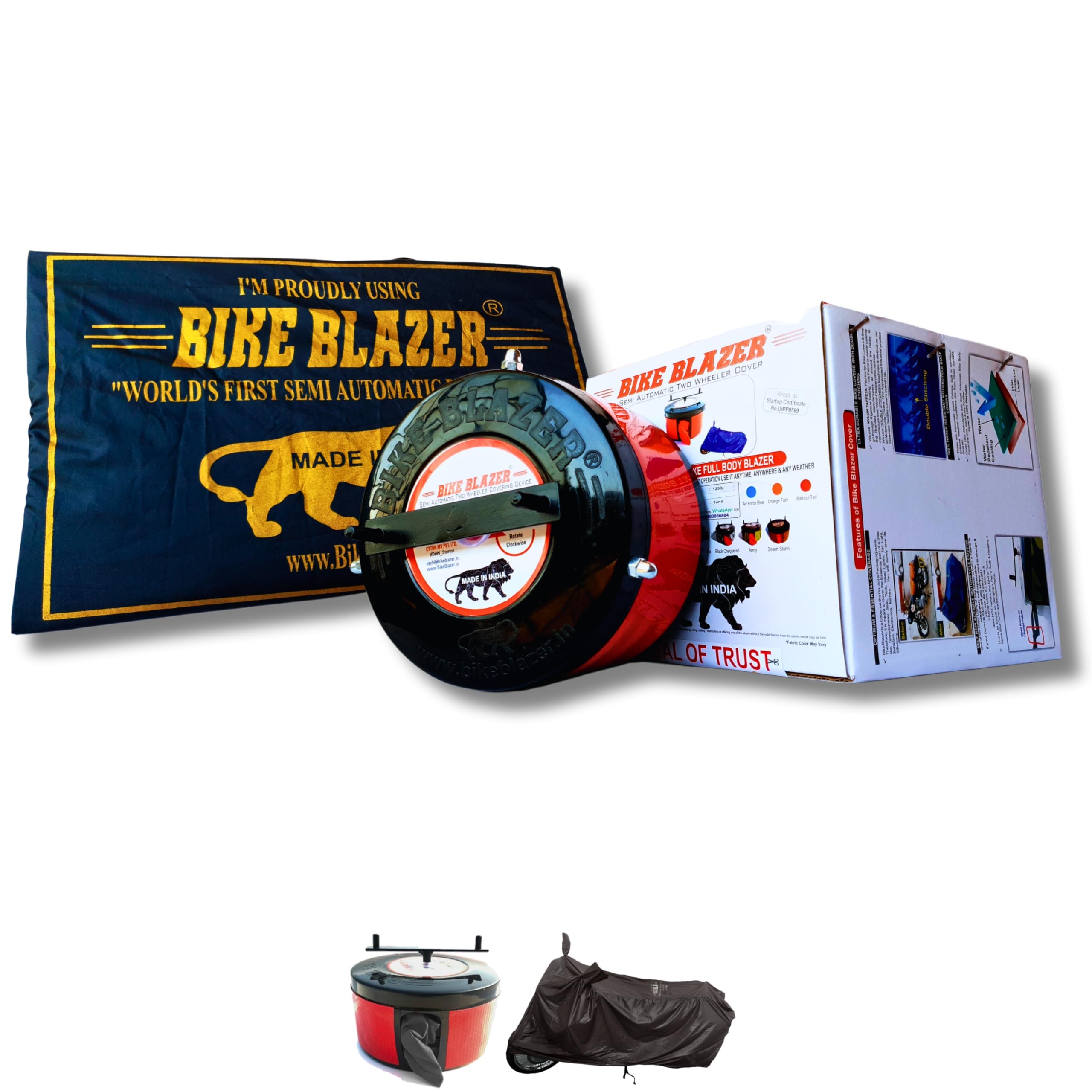 BIKEBLAZER® Semi-Automatic Full Body Bike Covers - Heavy Duty Device | Water Resistant Covers | UV Protection | Dust Proof | Anti-Theft | Scratch Proof Covers, Universal Size for All Bike Models