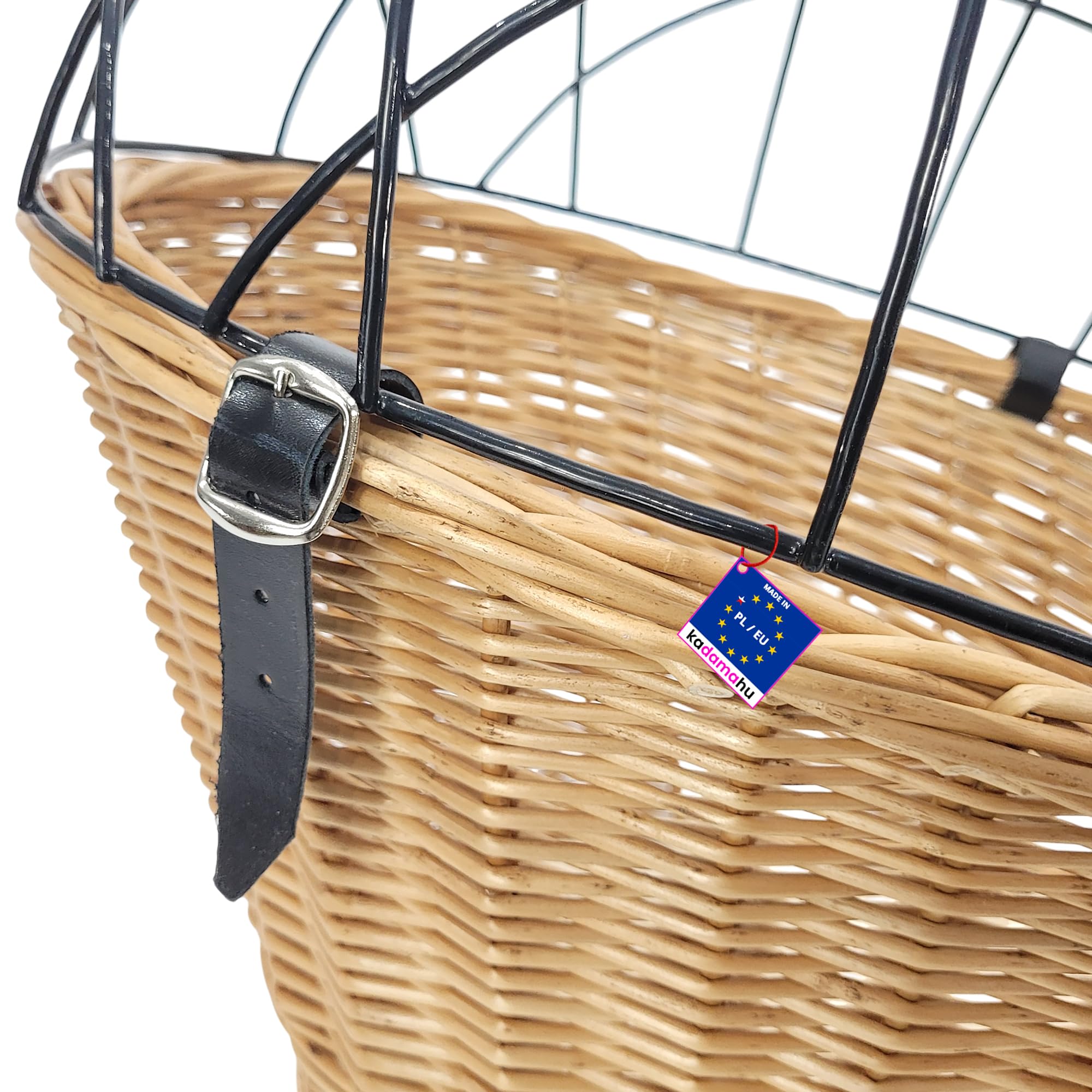 Panier de vélo en Osier pour Chiens et Chats jusqu'à 8 kg 47x44x24 cm – Panier tressé à la Main pour Porte-Bagages avec Grille métallique, Coussin Doux, Brun